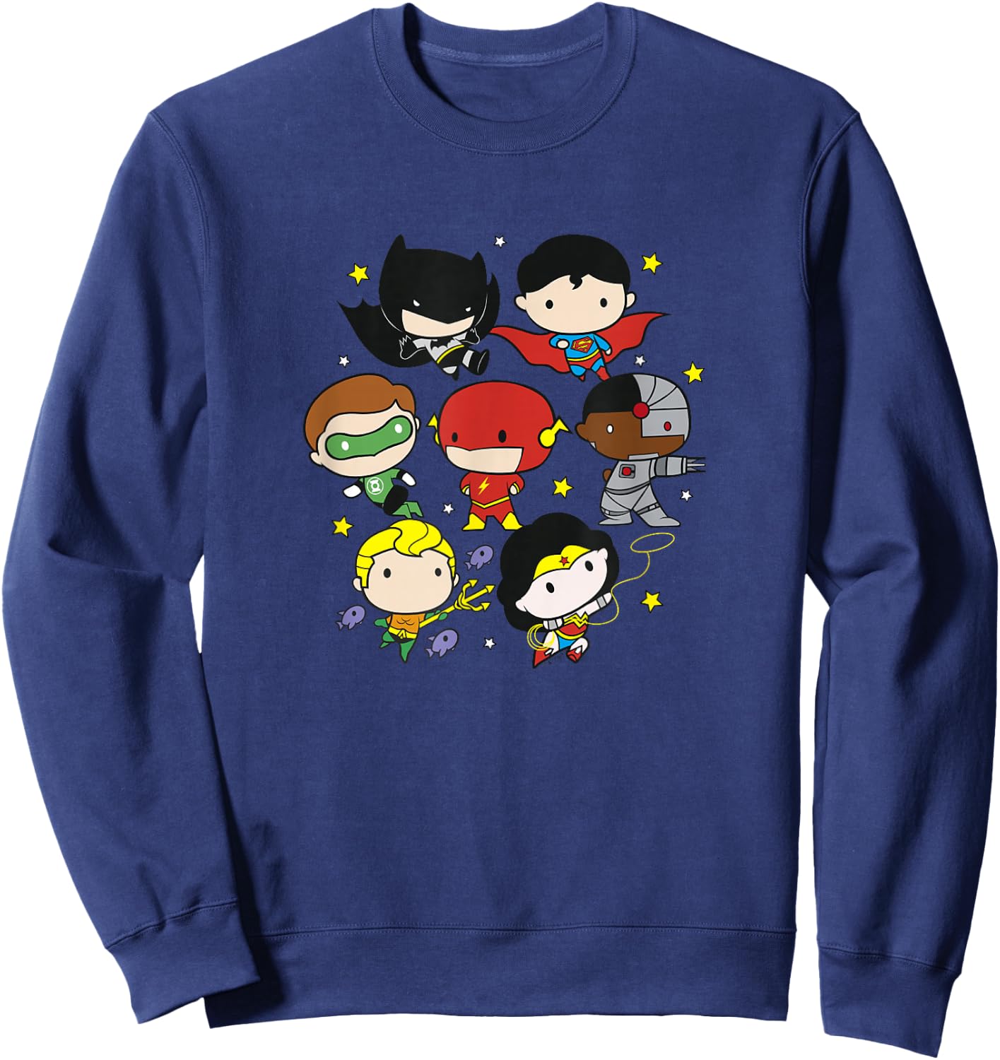 DC Comics Justice League Superhero Chibi Group Portraits Sweatshirt - Sweatshirt | Navy