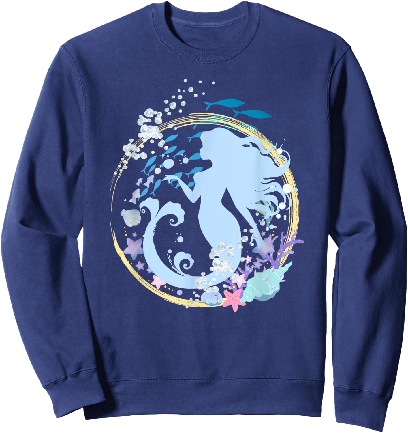 Mermaid, Coral, Fish, Sea, Fairy Tale, Cute, Casual, Female Sweatshirt - Sweatshirt | Navy