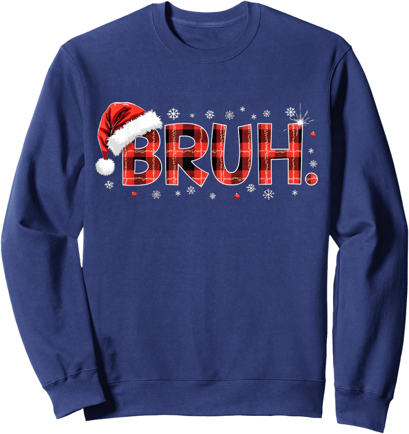 Bruh Christmas Plaid Gifts For Teens Boys Kids Xmas Pajamas Sweatshirt - Sweatshirt | Navy