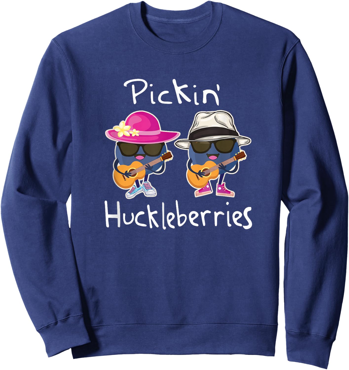Huckleberry Picking Huckleberries Playing Guitar Kawaii Sweatshirt - Sweatshirt | Navy