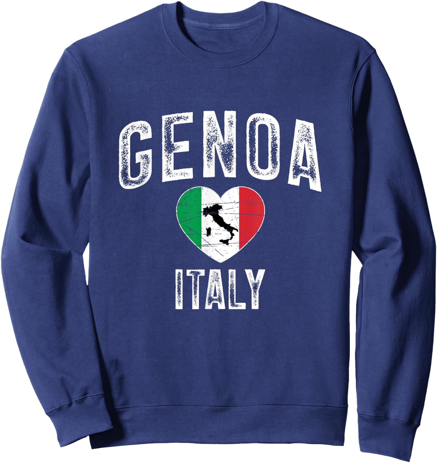 Genoa City In Italy, Flag Of Italy, Italy Map Sweatshirt - Sweatshirt | Navy