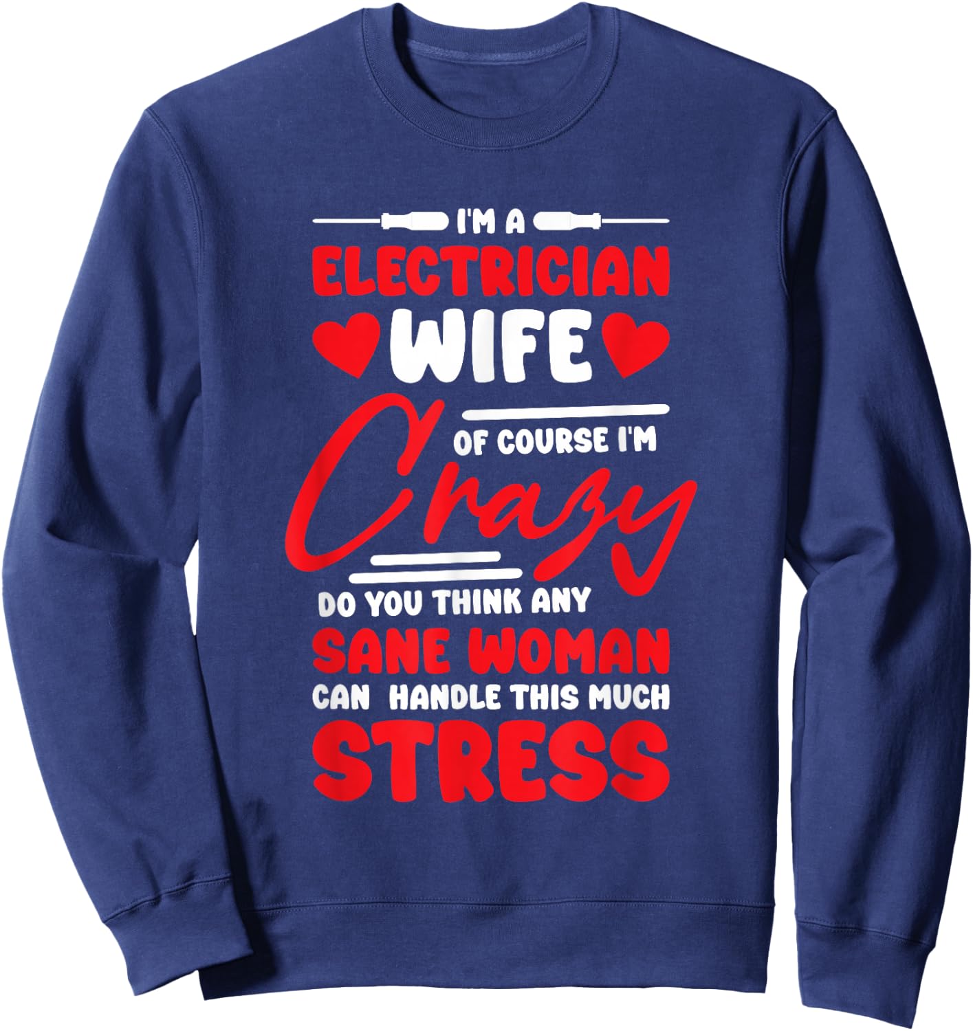 Electrical Engineering Worker Husband Electrician Wife Girlfriend - Women's Black Short Sleeve Modern Classic Unique Design in Electrical Engineering, Small Sweatshirt - Sweatshirt | Navy
