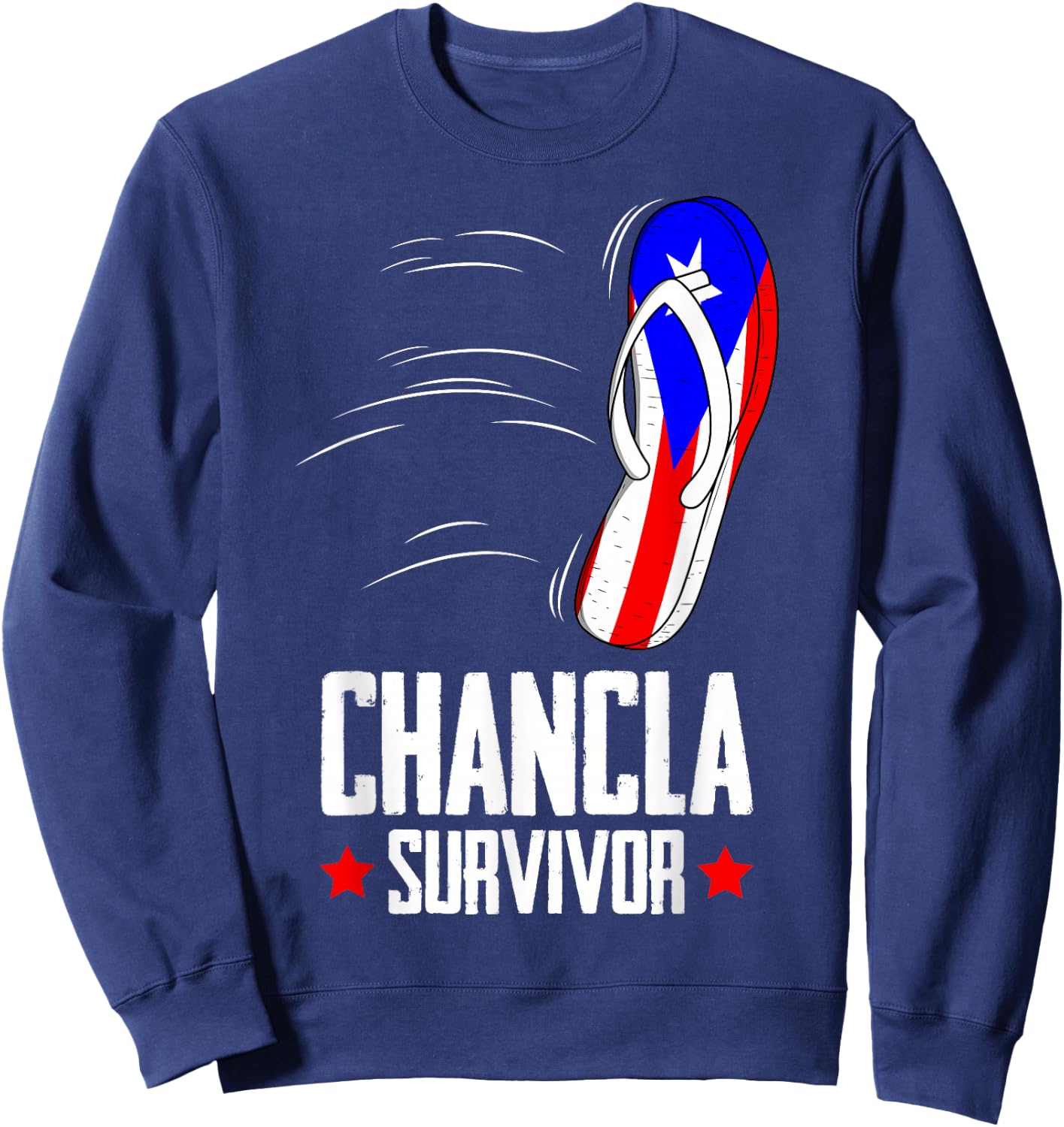 Chancla Survivor Puerto Rico , Small, Black Sweatshirt - Sweatshirt | Navy