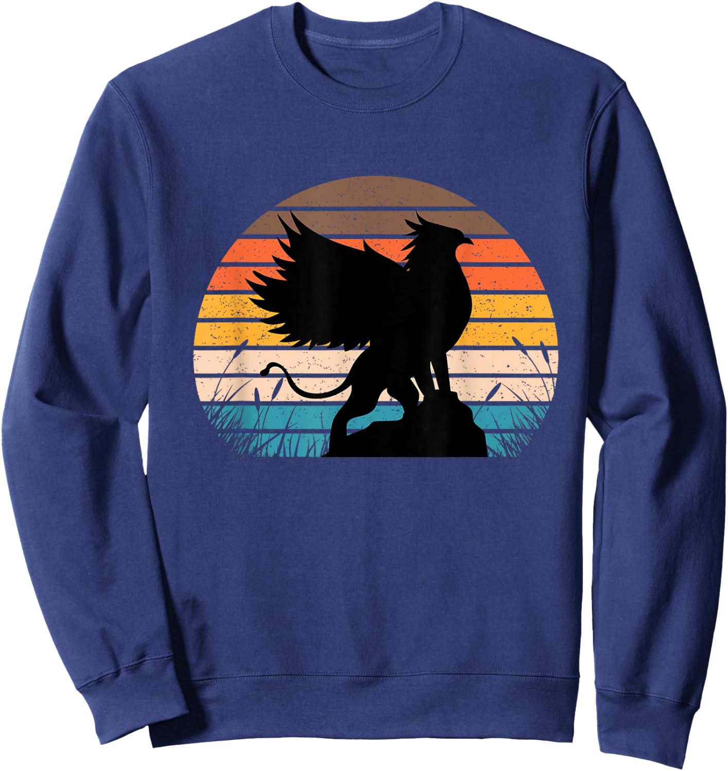 Griffin Retro Vintage Sunset Lion Eagle Mythical Creature Sweatshirt - Sweatshirt | Navy