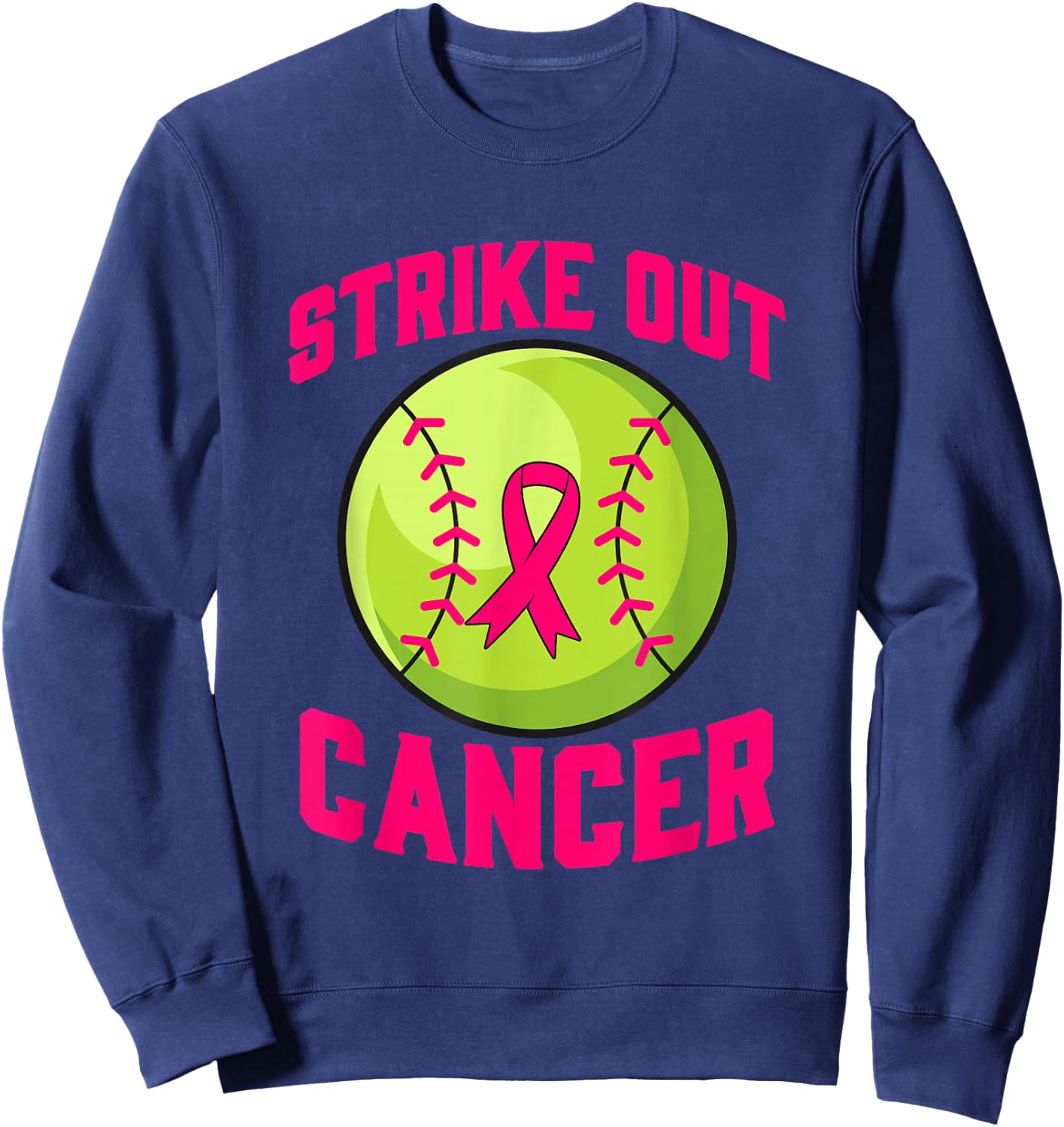 Strike Out Breast Cancer Awareness Softball Fighters Sweatshirt - Sweatshirt | Navy