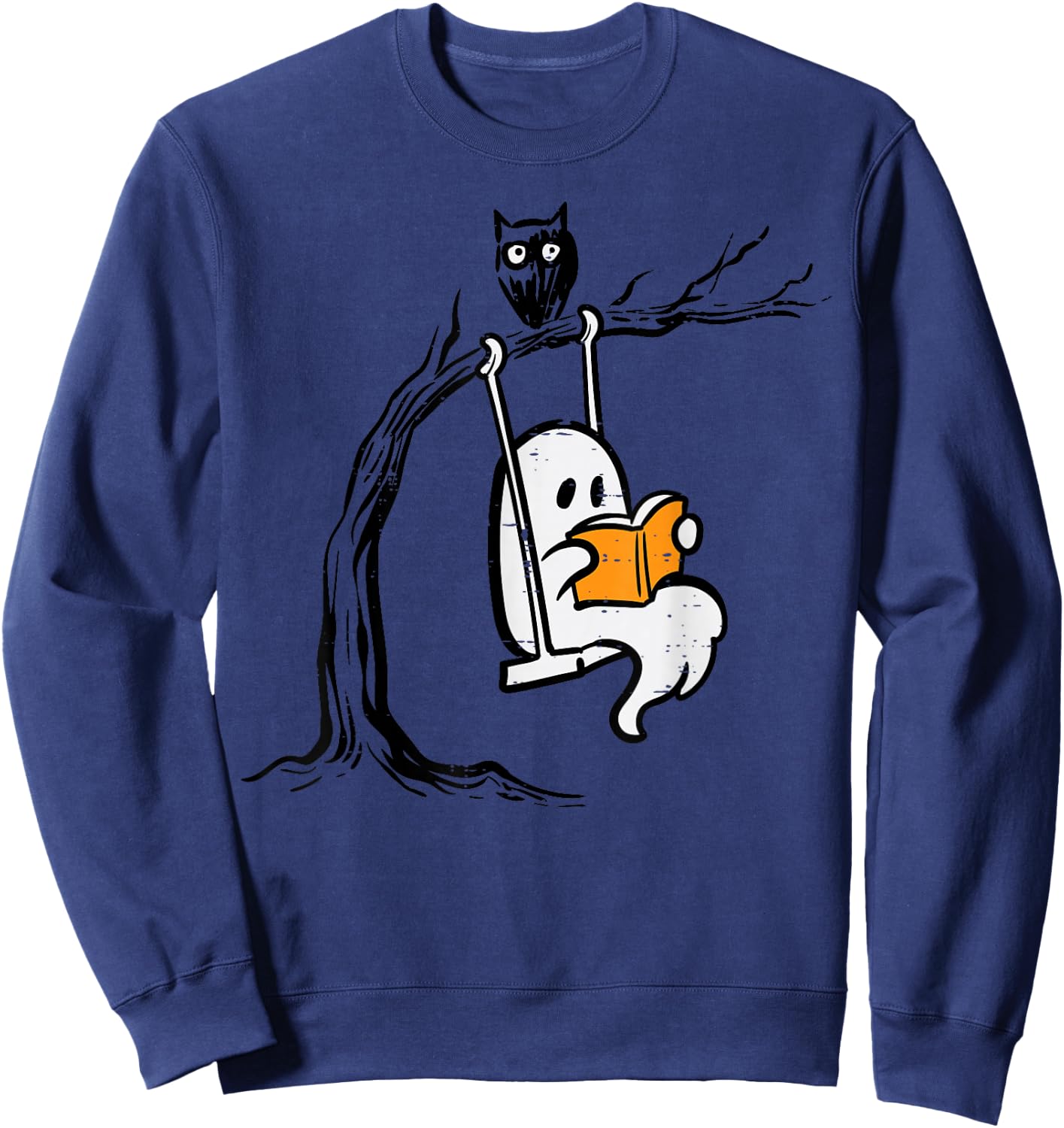 Halloween Ghost Swing Reading Vintage Costume Women Kids Men Sweatshirt - Sweatshirt | Navy