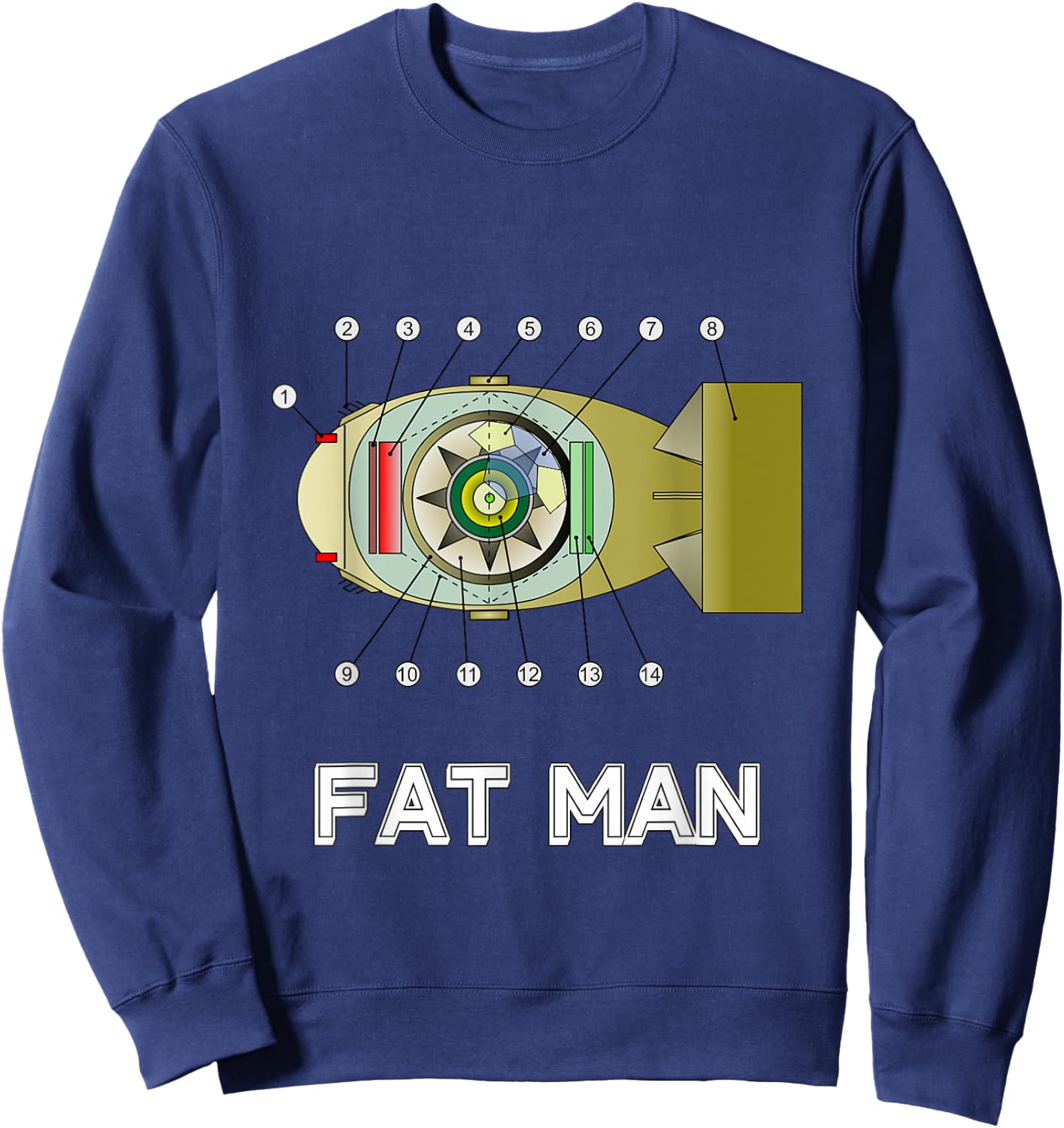 Fat Man - Nuke Bomb Diagram - Nuclear Warhead Missile Sweatshirt - Sweatshirt | Navy