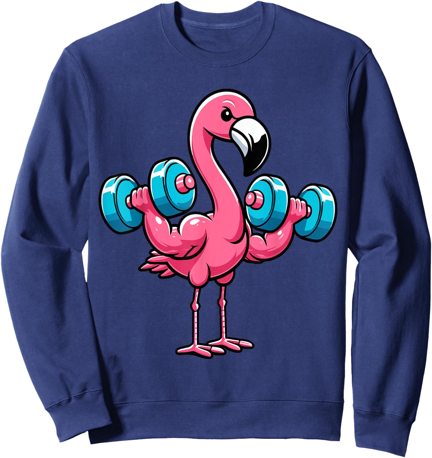 Funny Flamingo Weightlifting Fitness Gym Lover Women Sweatshirt - Sweatshirt | Navy
