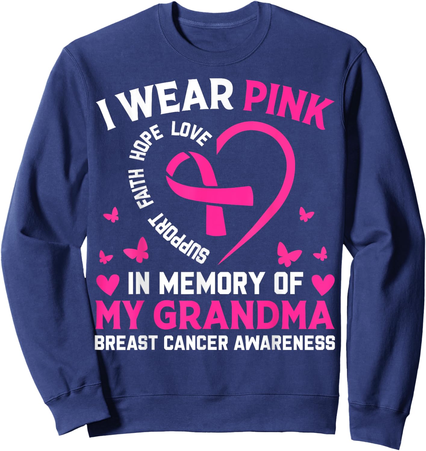 Breast Cancer Awareness I Wear Pink In Memory Of My Grandma Sweatshirt - Sweatshirt | Navy