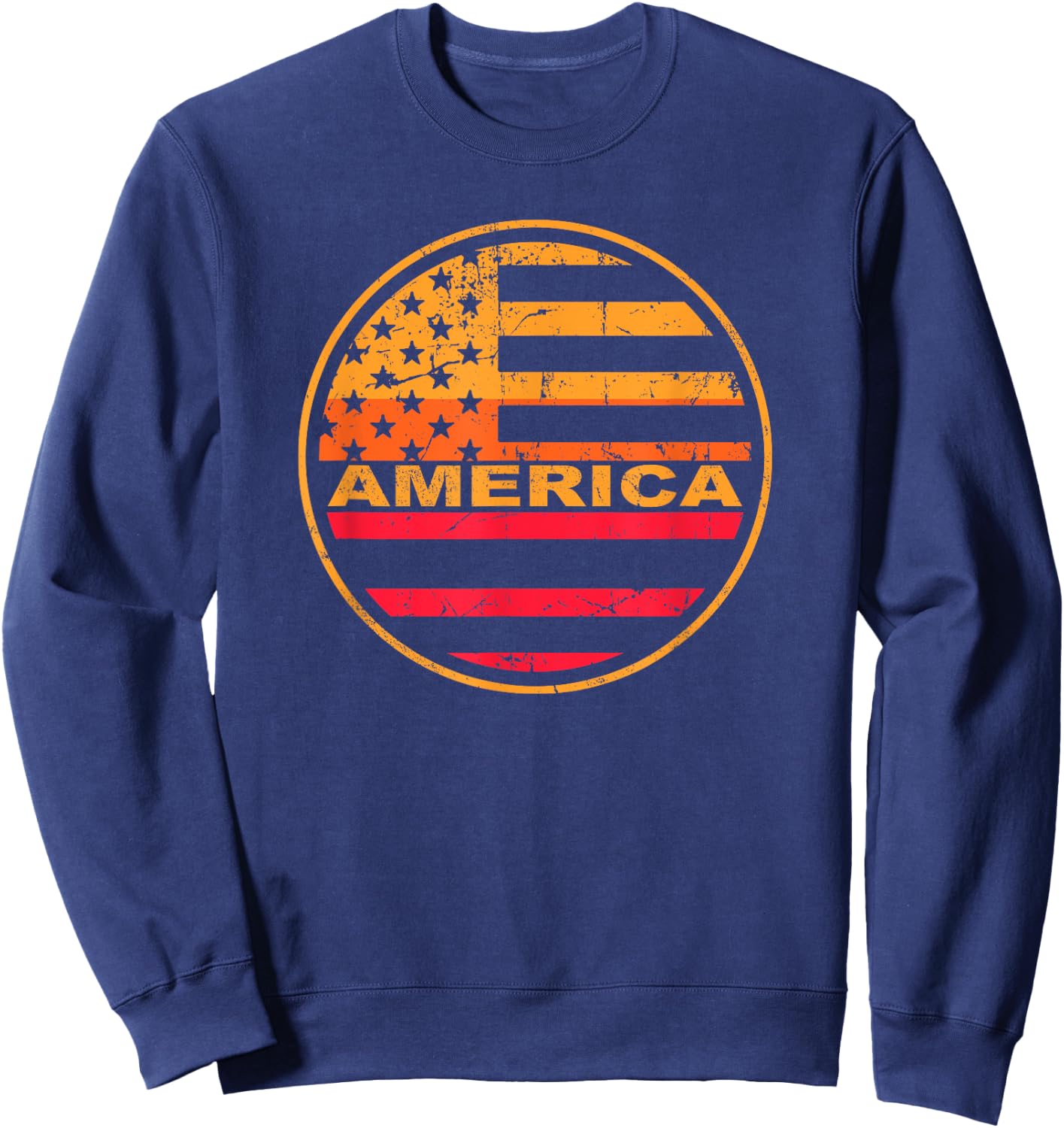 Distressed Sunset America Flag Summer Sweatshirt - Sweatshirt | Navy