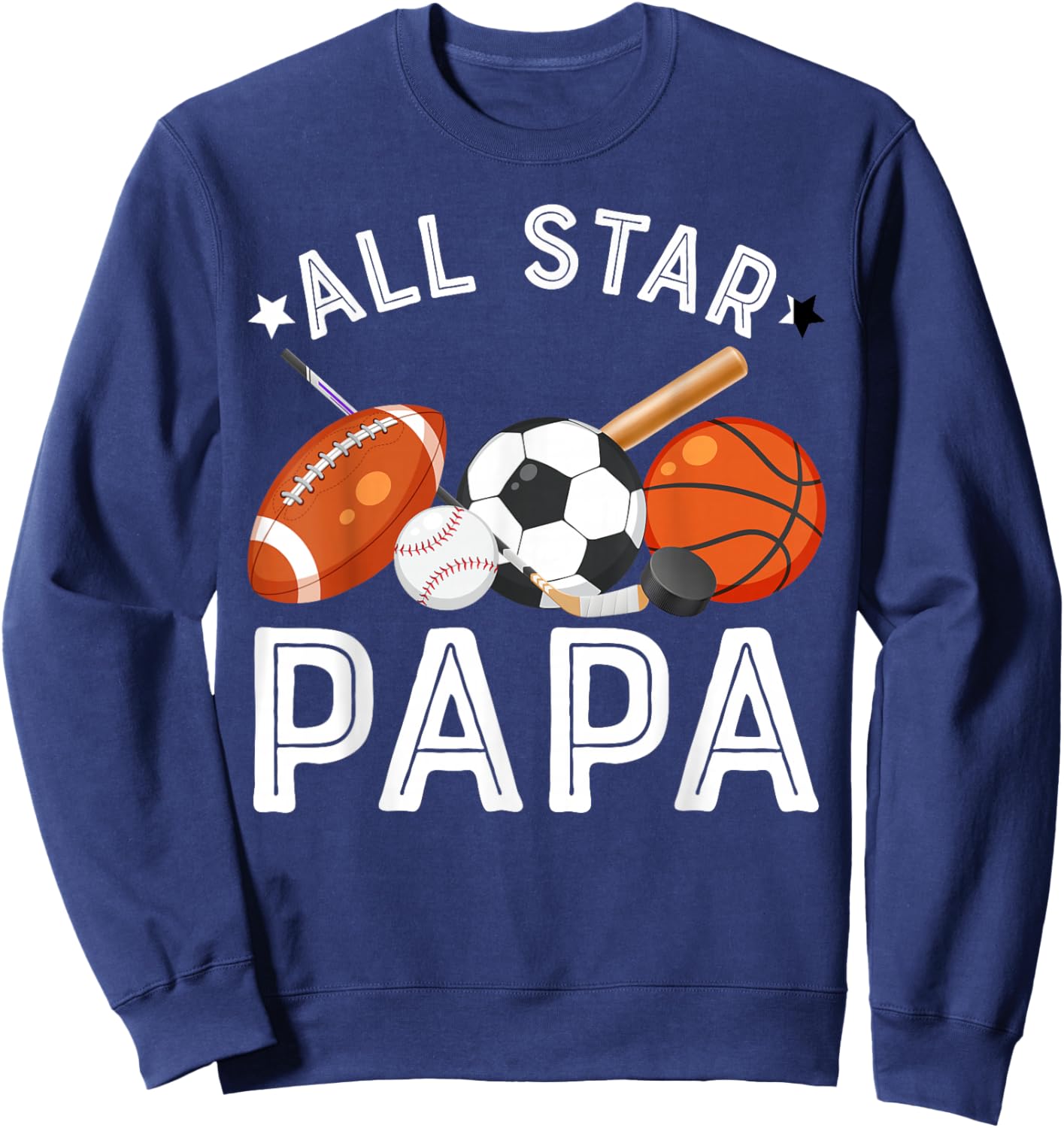 All Star Papa Of The Birthday Boy Basketball Soccer Sport Sweatshirt - Sweatshirt | Navy