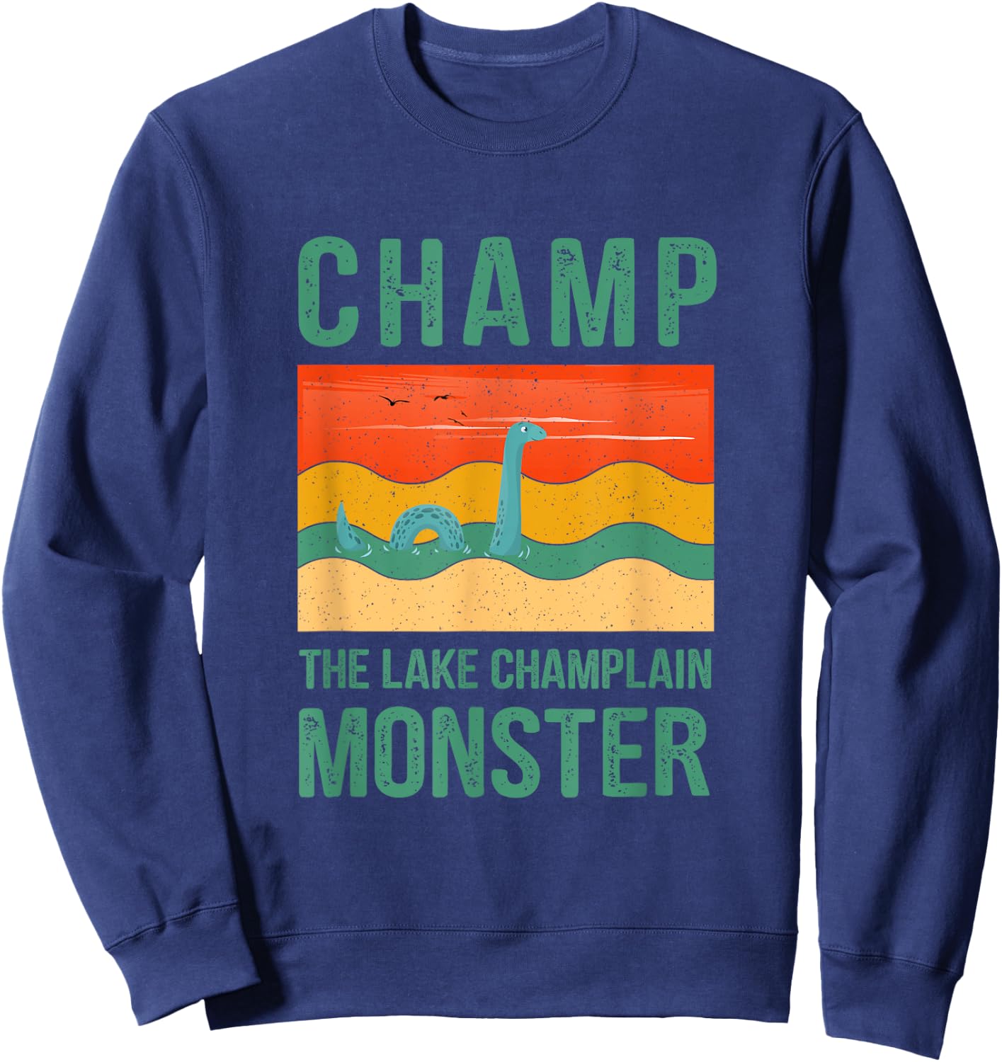 Champ The Lake Champlain Monster Retro Colorful Graphic Sweatshirt - Sweatshirt | Navy