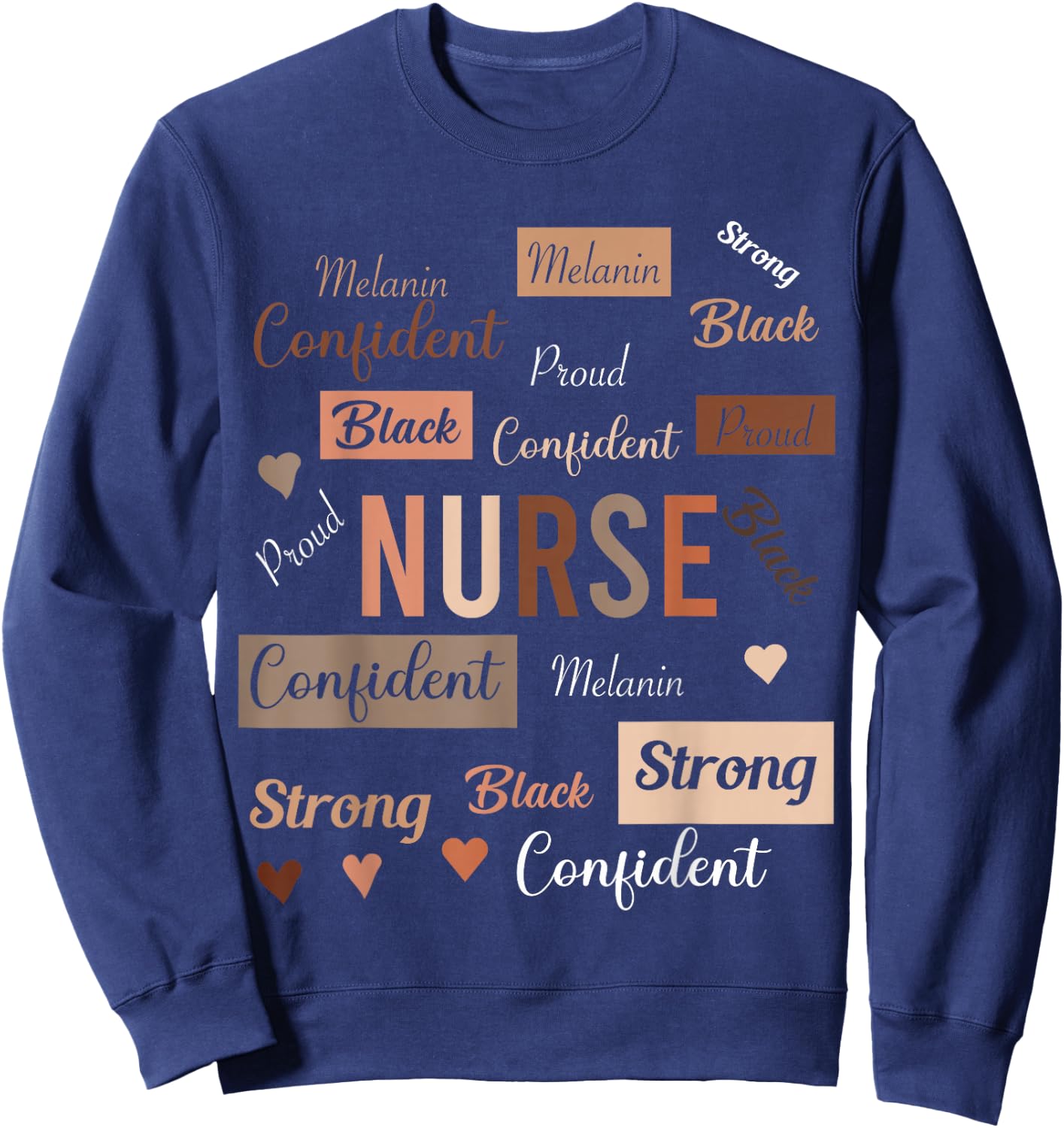 Black Nurse Black History Melanin Afro Woman Nursing Sweatshirt - Sweatshirt | Navy