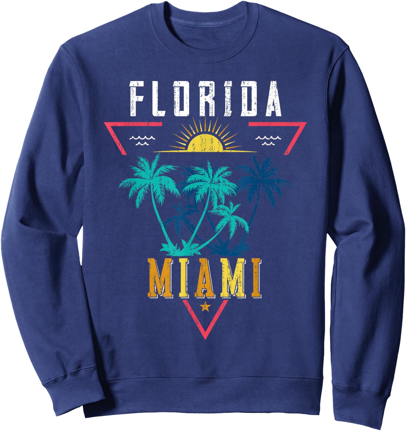 Tropical Summer Vacation Miami Beach Palm Trees Florida Sweatshirt - Sweatshirt | Navy