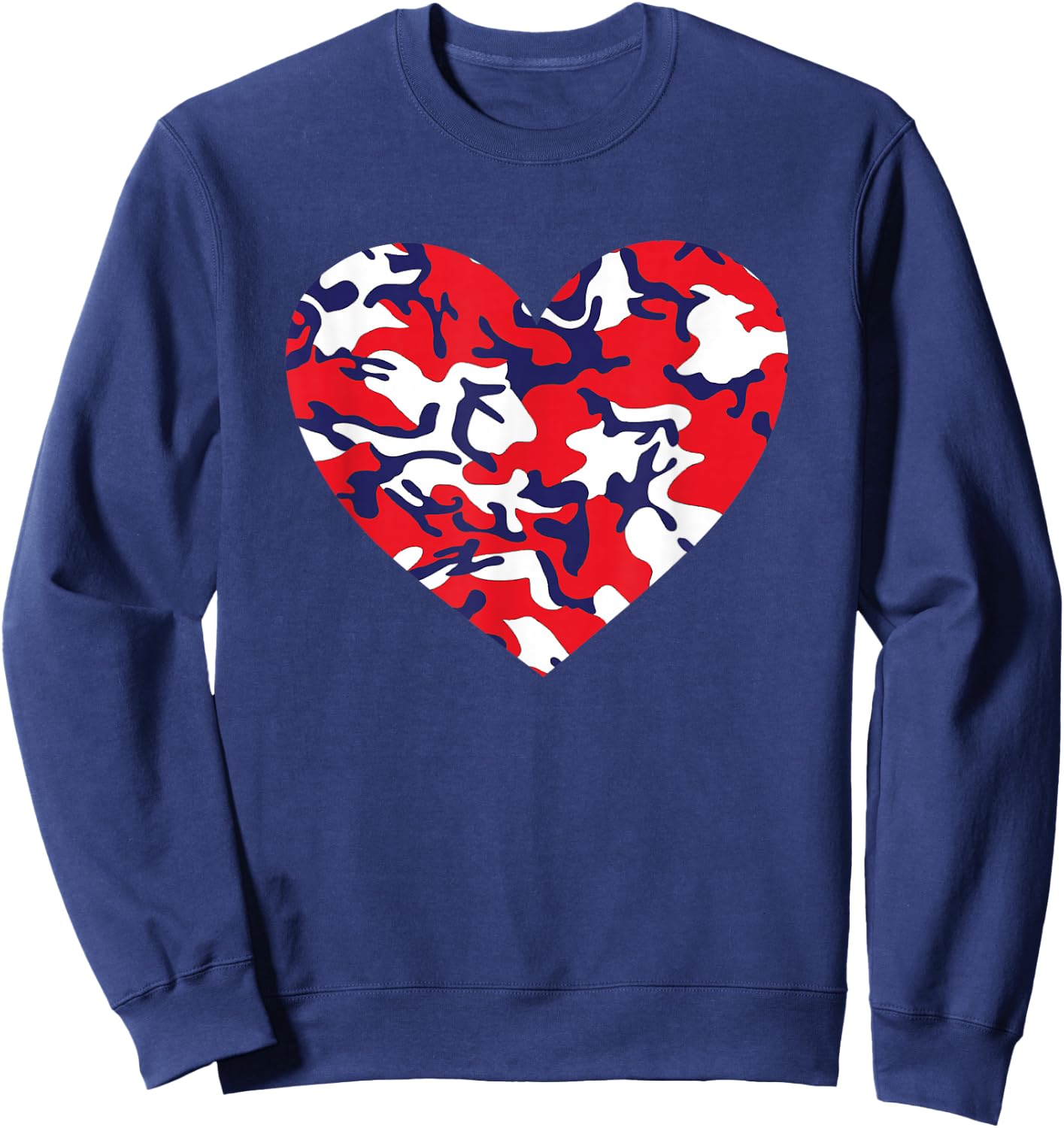 USA Red White and Blue Camo Heart Love 4th of July Sweatshirt - Sweatshirt | Navy