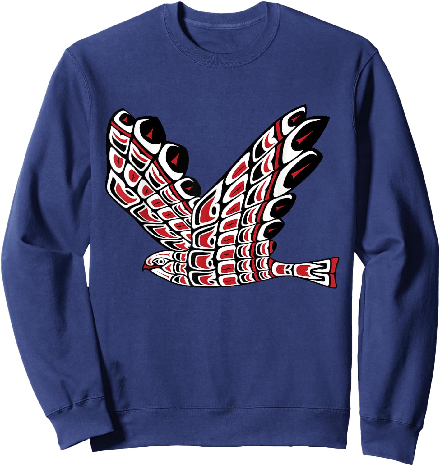 Pacific Northwest Red Tail Hawk Native American Style Art Sweatshirt - Sweatshirt | Navy