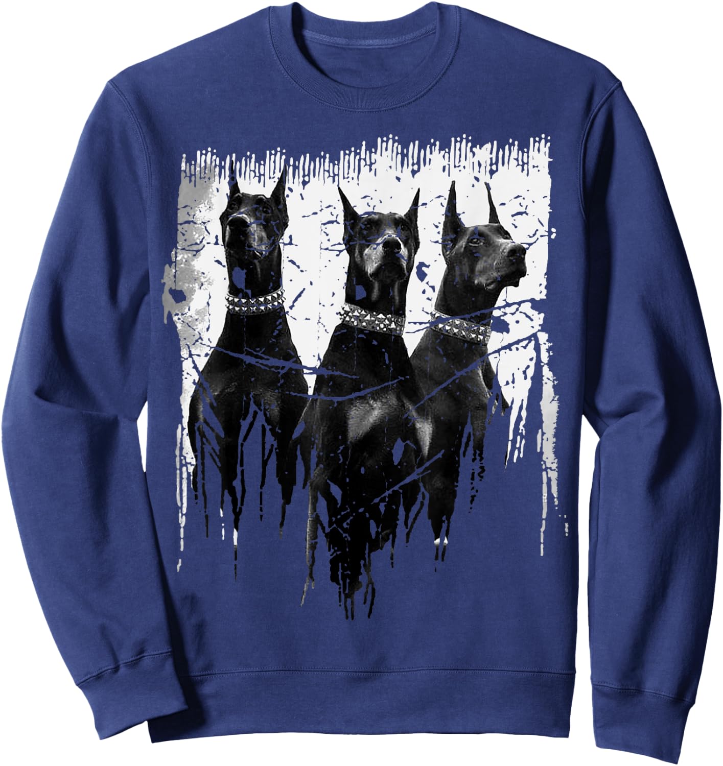 Doberman Pinscher Black and White Dog Lovers Sweatshirt - Sweatshirt | Navy