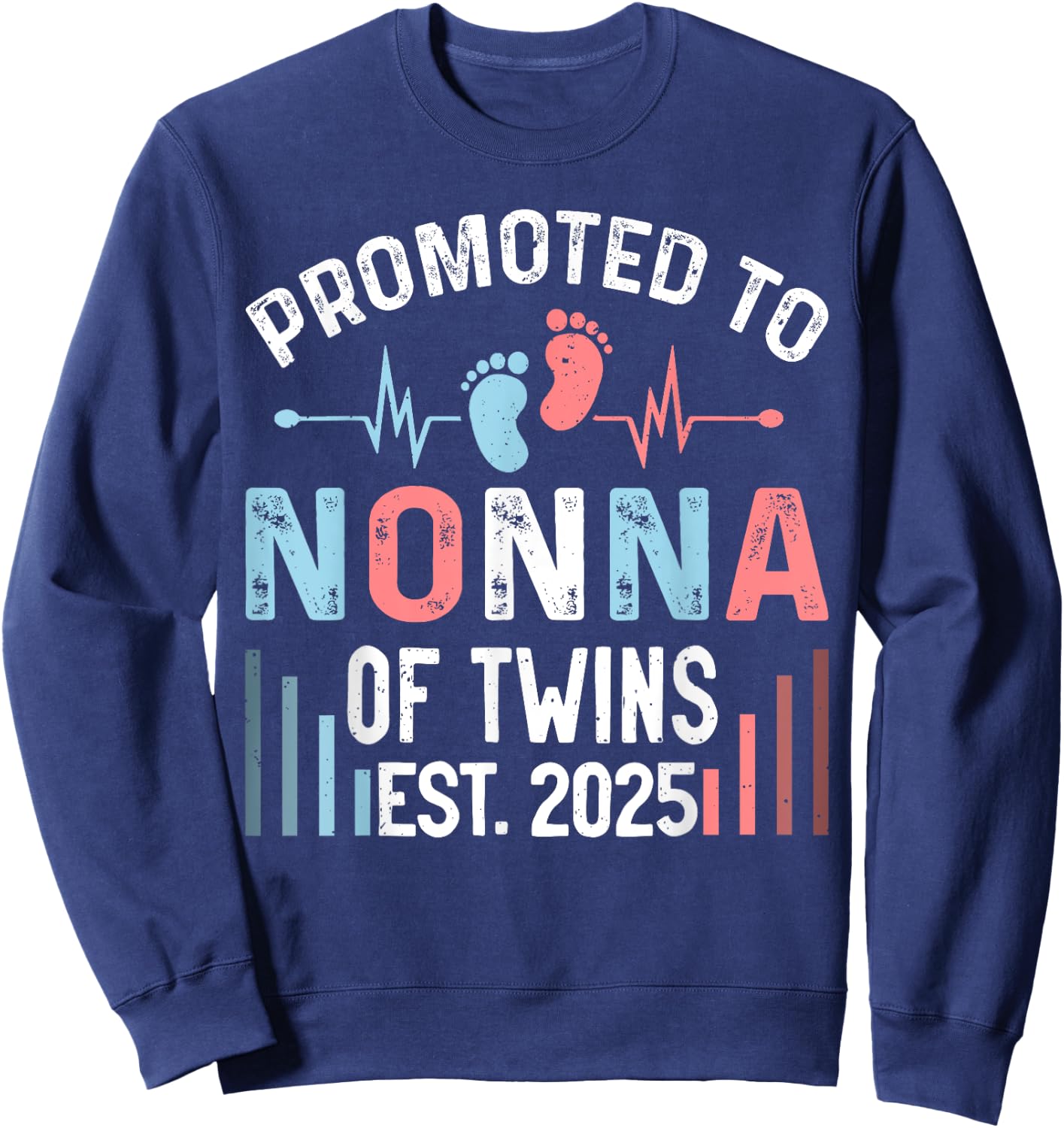 Promoted To Nonna Of Twins Est 2025 Twin Baby Shower Sweatshirt - Sweatshirt | Navy