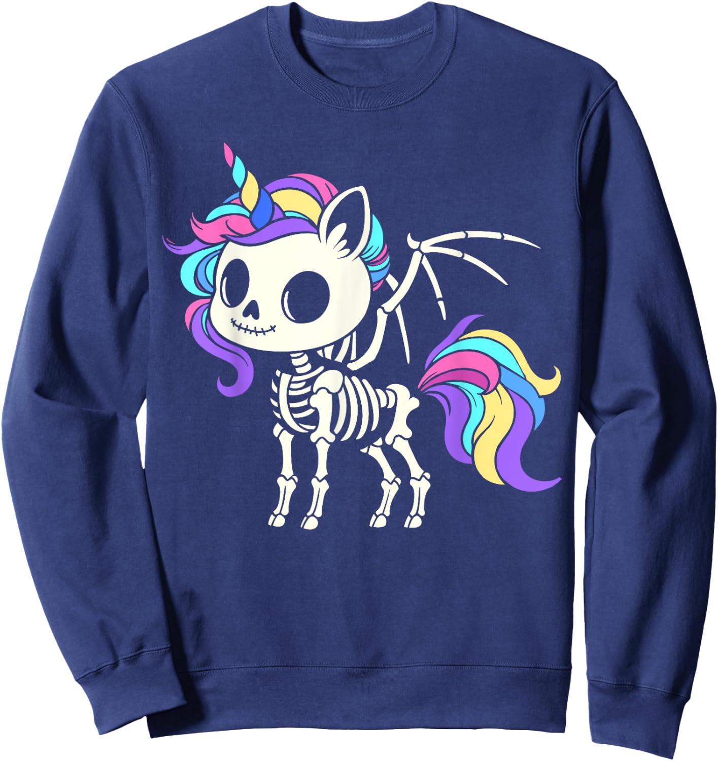 Kawaii skeleton unicorn Halloween, unicorn with wings Sweatshirt - Sweatshirt | Navy