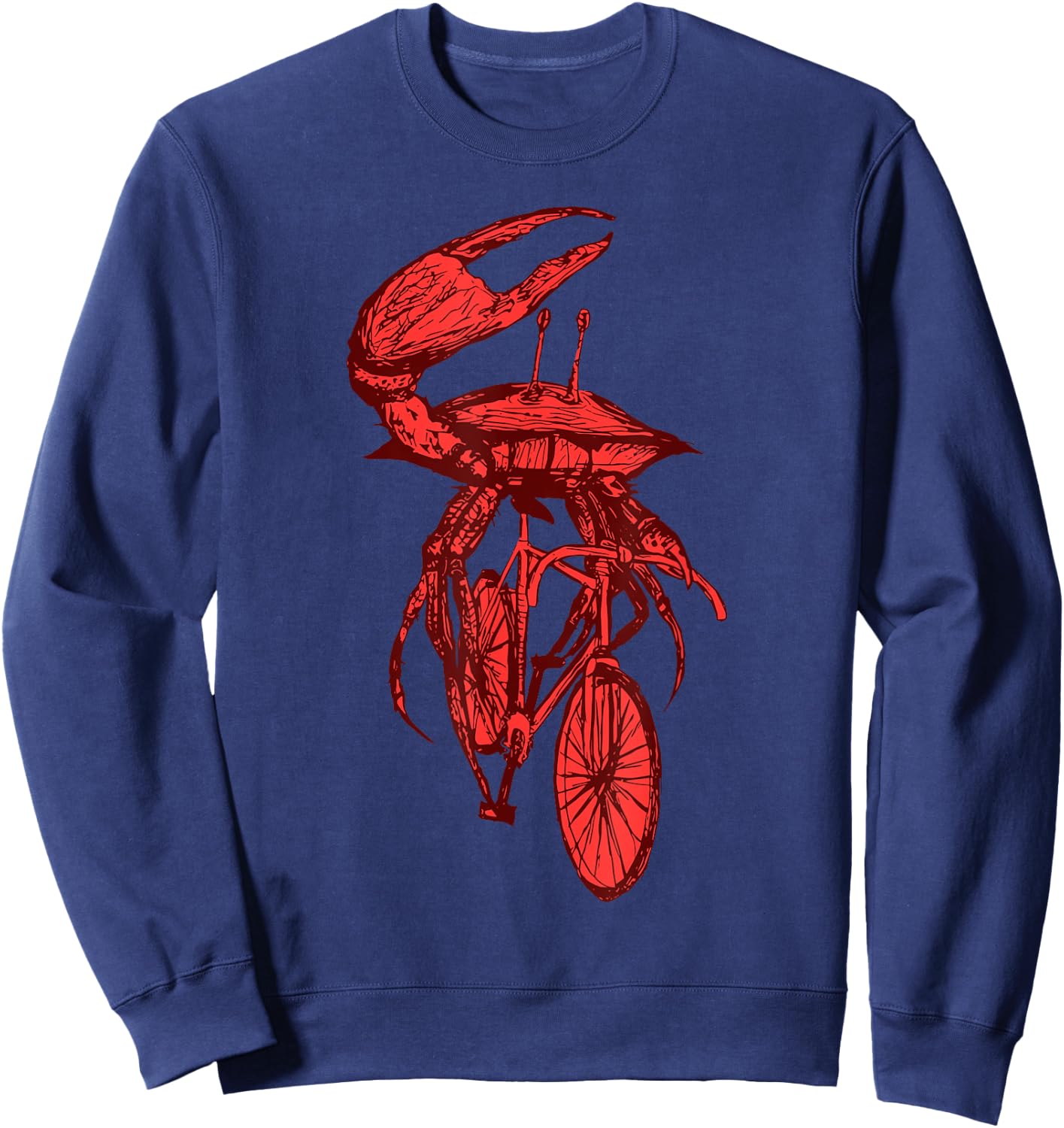 Crab Riding A Bicycle Vintage Cycling Biking Crab Biker Sweatshirt - Sweatshirt | Navy