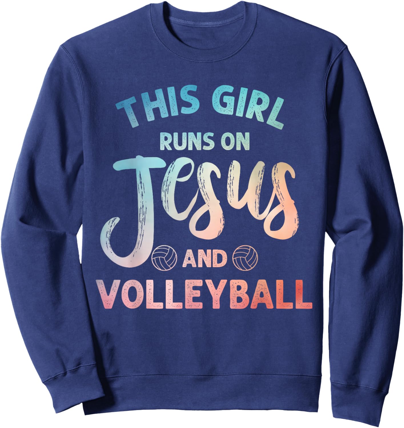 Christian Volleyball Art For Girls Women Volleyball Player Sweatshirt - Sweatshirt | Navy