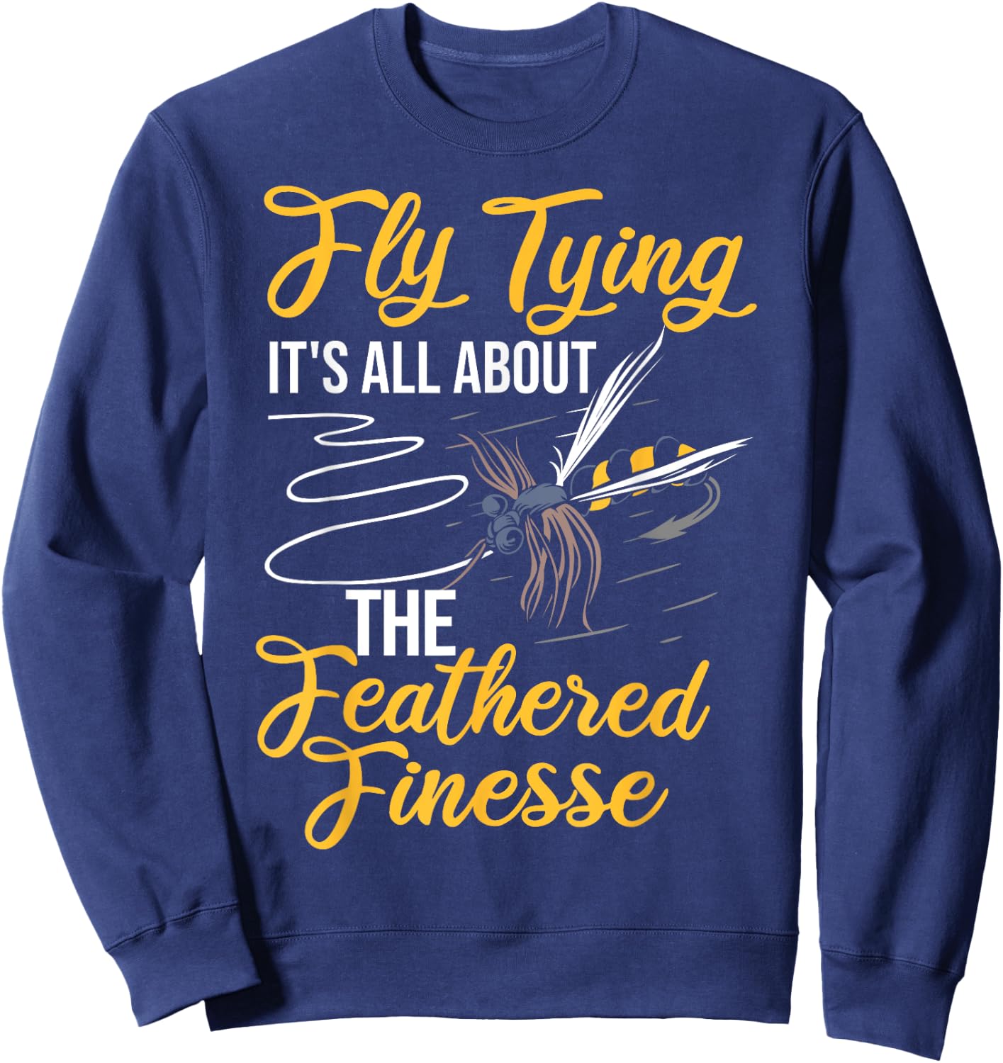 Brook Trout Fishing Fisherman Fish Fly Fishing Dry Fly Tying Sweatshirt - Sweatshirt | Navy