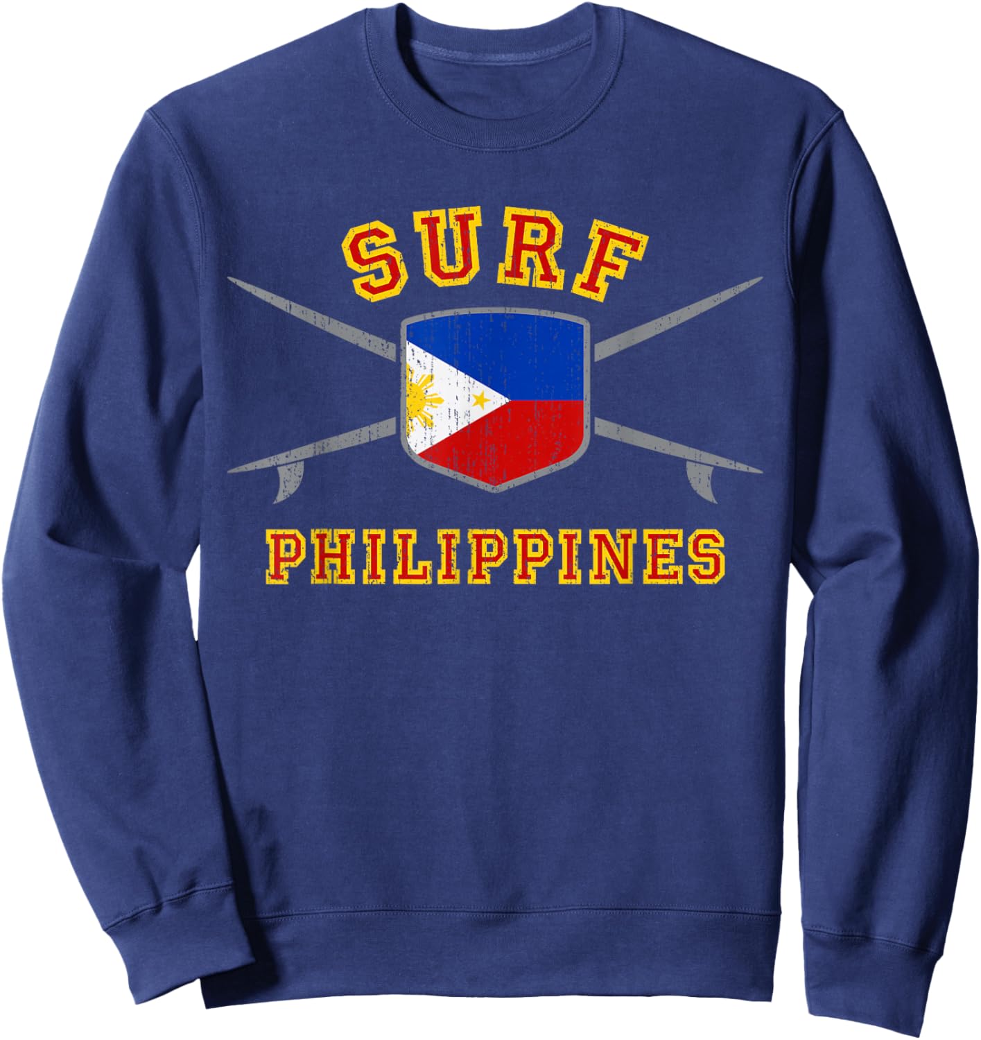 Surfing Philippines | Beach Surf Filipino Flag Sweatshirt - Sweatshirt | Navy