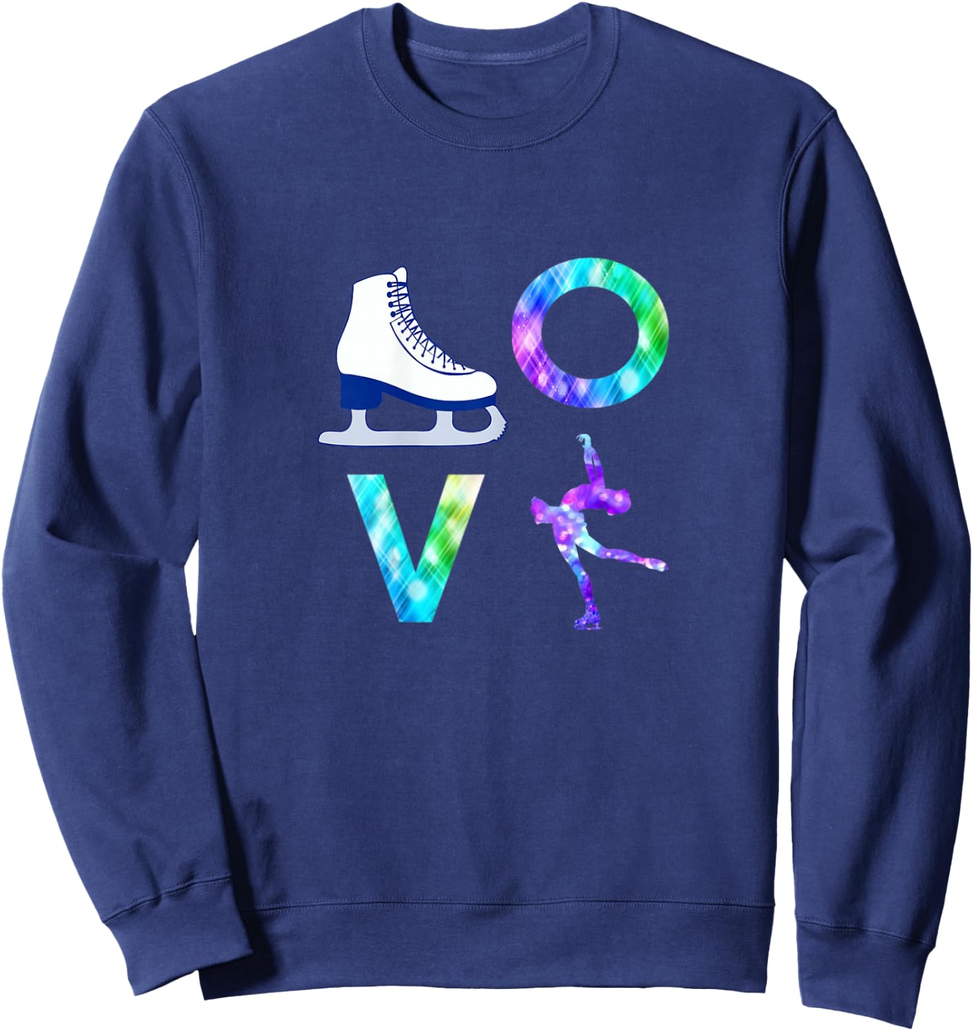Love Figure Skating Ice Skater Girls Sweatshirt - Sweatshirt | Navy