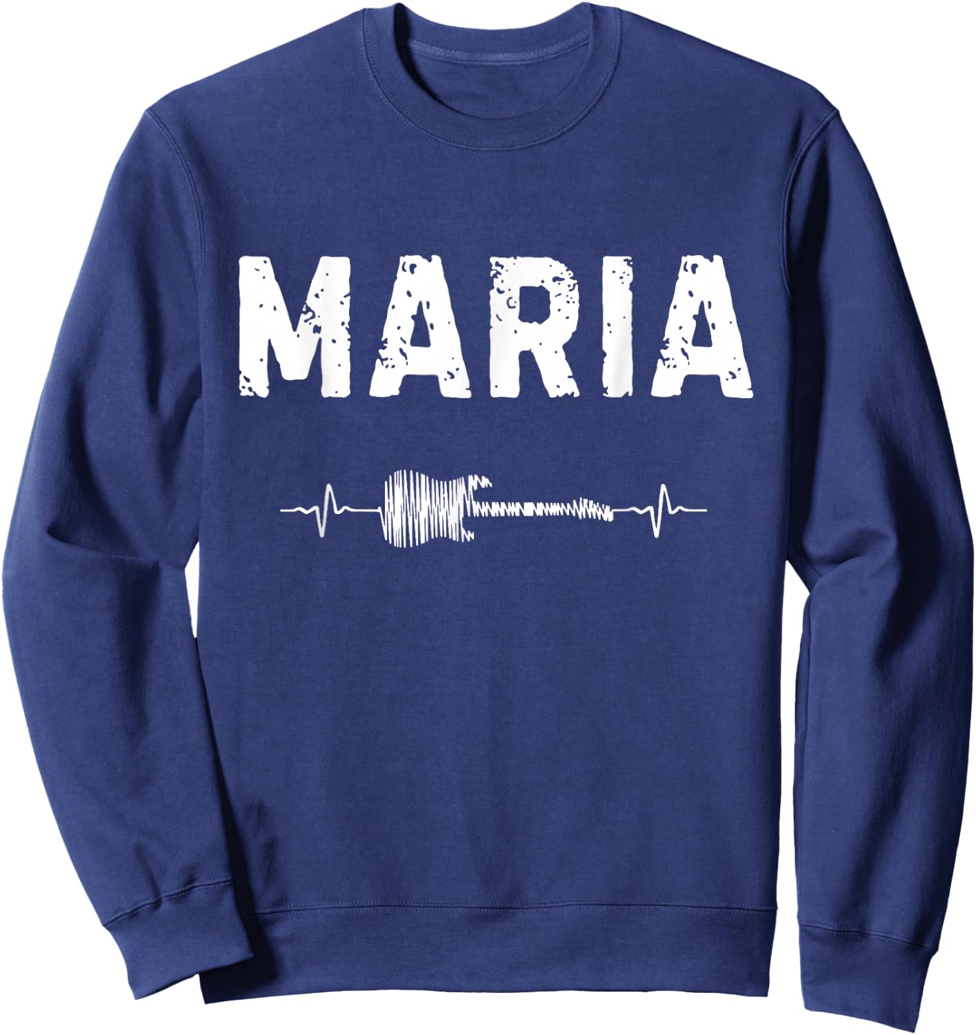 Maria Guitar Heartbeat Music Guitarist Retro Vintage Sweatshirt - Sweatshirt | Navy