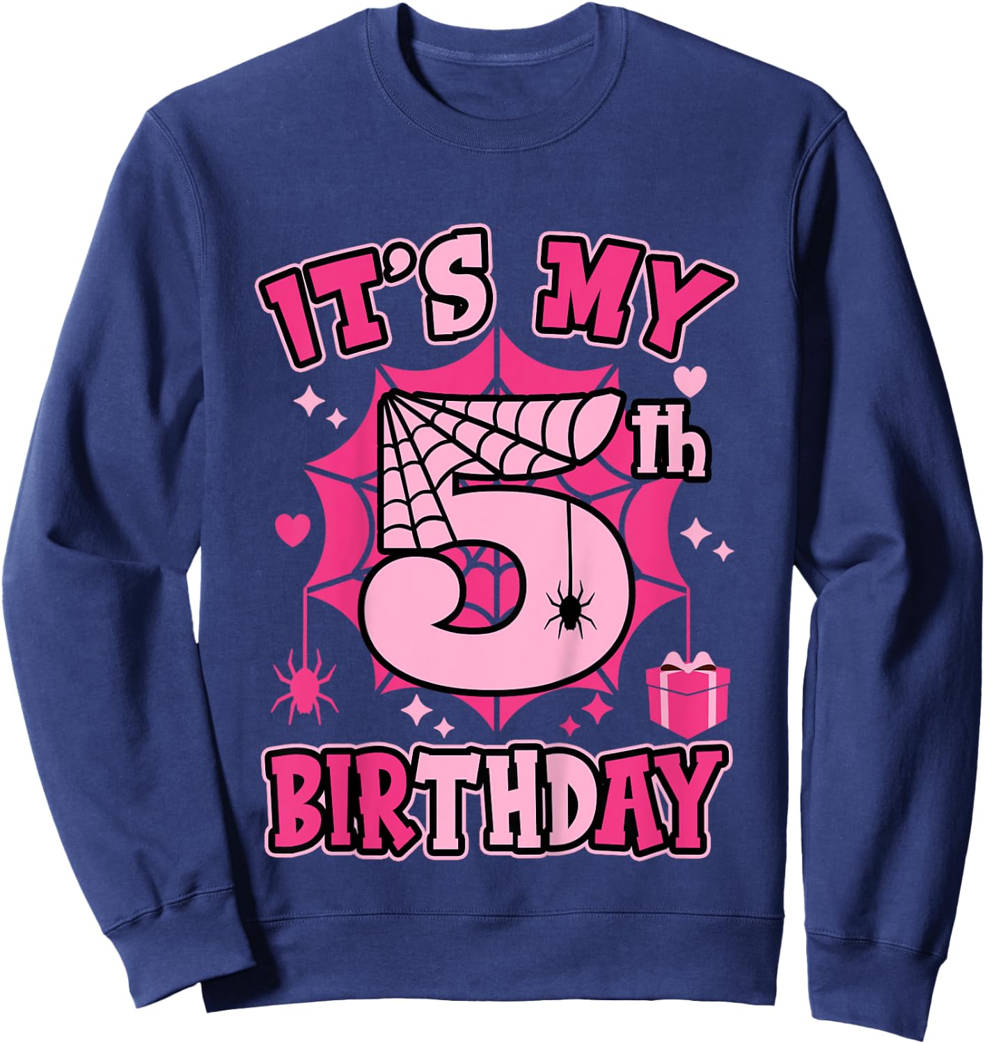 Kids It's My 5th Birthday Spider Girl Costume Party 5 Year Old Sweatshirt - Sweatshirt | Navy