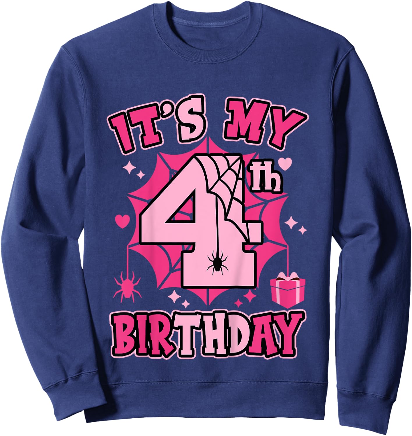 Kids It's My 4th Birthday Spider Girl Costume Party 4 Year Old Sweatshirt - Sweatshirt | Navy