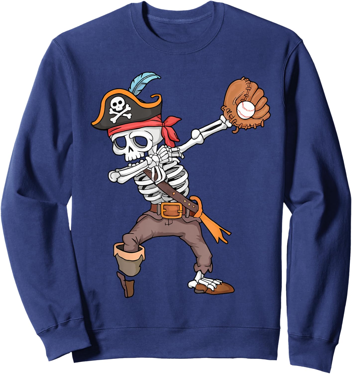Baseball Halloween Dabbing Skeleton Pirate Dab Men Boys Kids Sweatshirt - Sweatshirt | Navy
