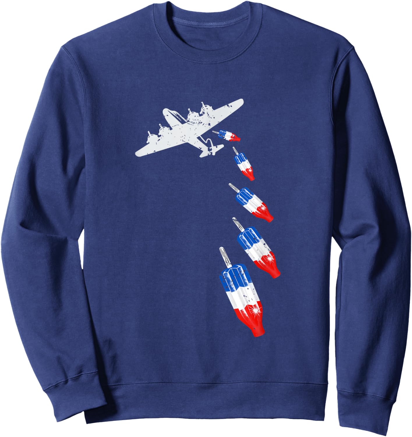Vintage Bomb Pops Ice Cream American Flag Remembrance Day Sweatshirt - Sweatshirt | Navy