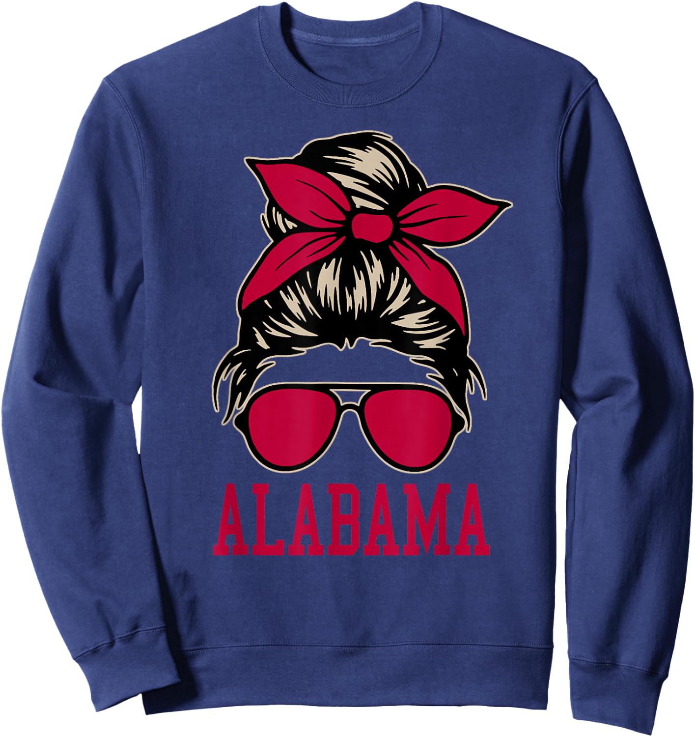 Alabama Women Girl Mom Messy Bun Hair. Sweatshirt - Sweatshirt | Navy