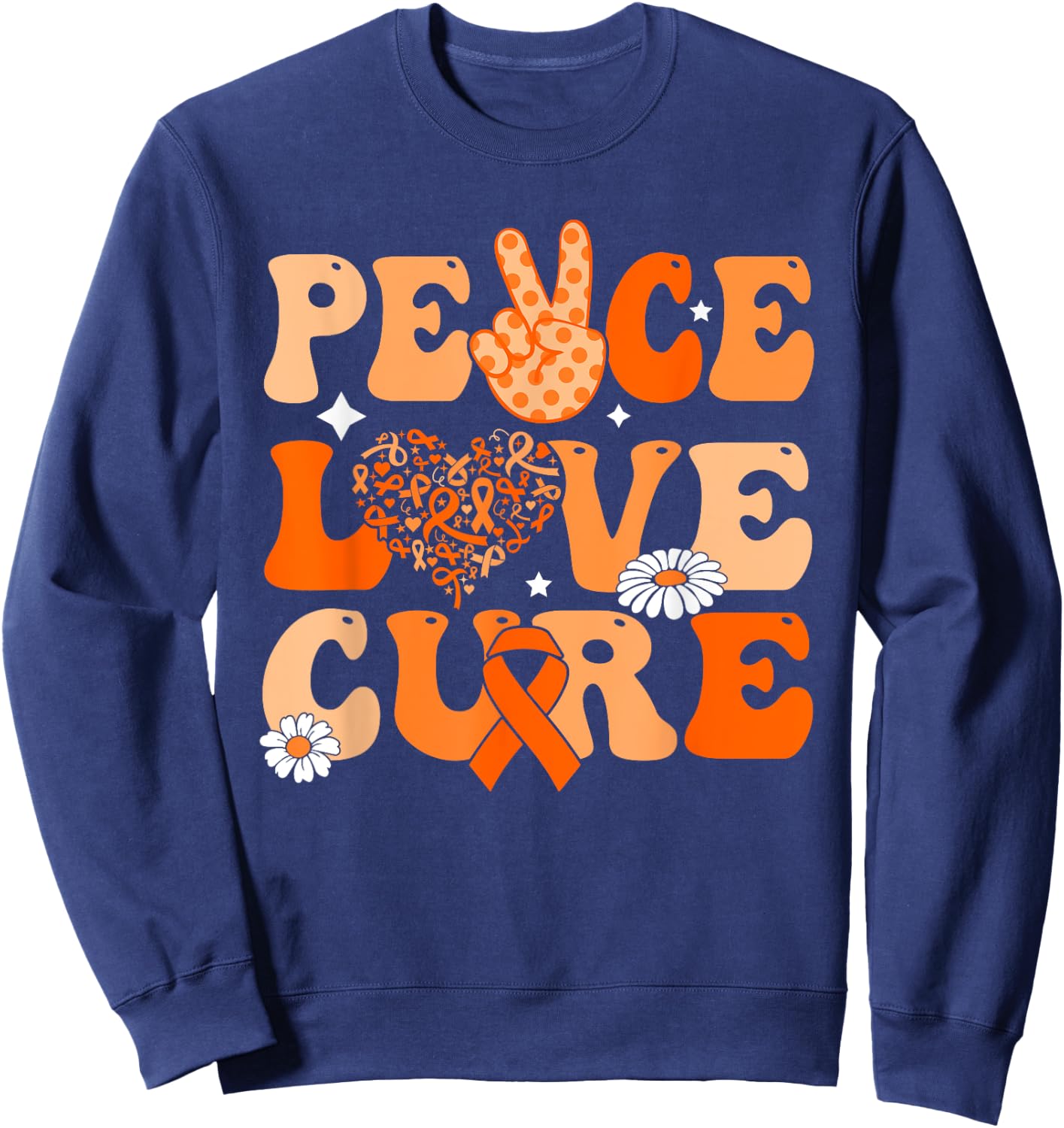Peace Love cure Leukemia awareness men women Support Squad Sweatshirt - Sweatshirt | Navy