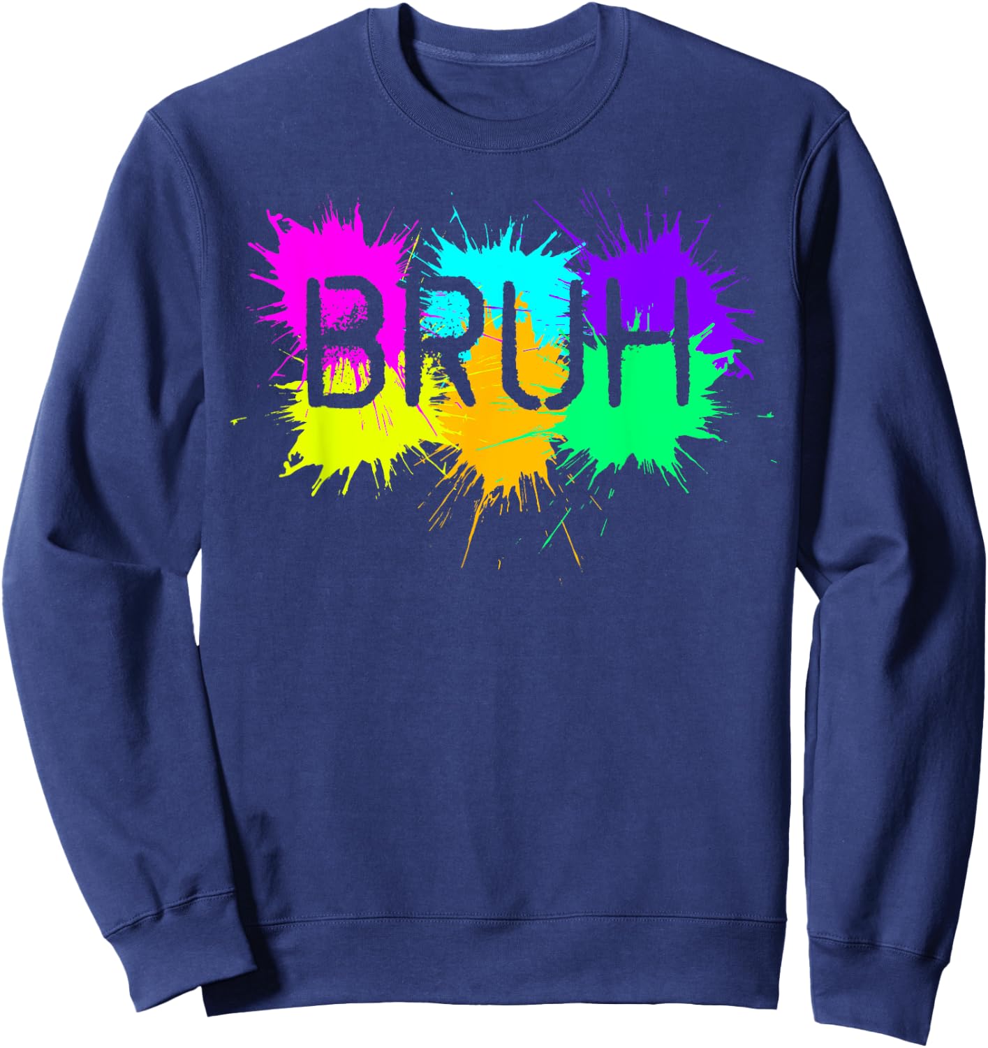 Boys Bruh Meme Funny Saying Trendy Graphic Teen Boy Kids Sweatshirt - Sweatshirt | Navy
