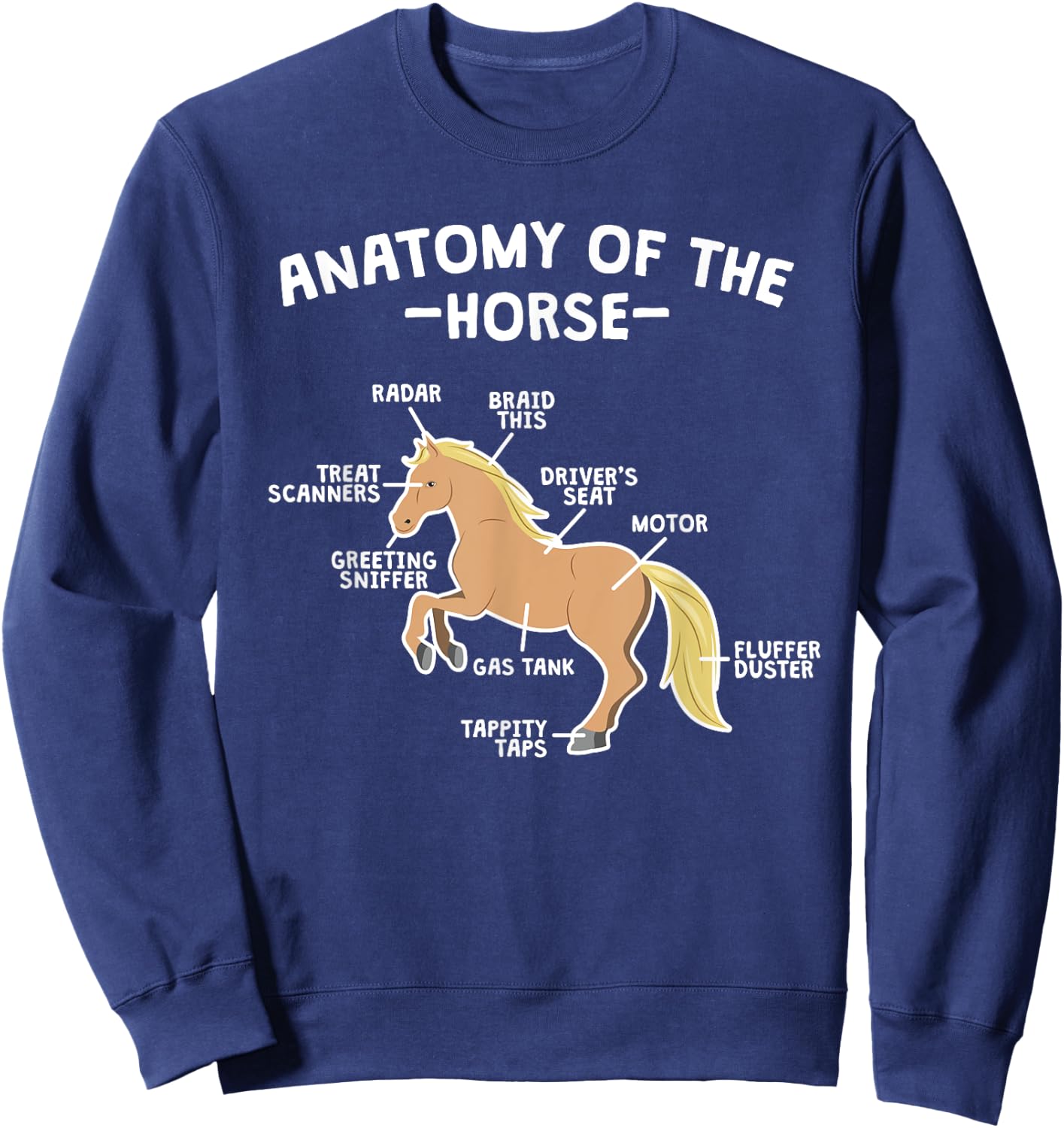 Horse Pun Anatomy Of Horse Horseback Riding Equestrian Quote Sweatshirt - Sweatshirt | Navy