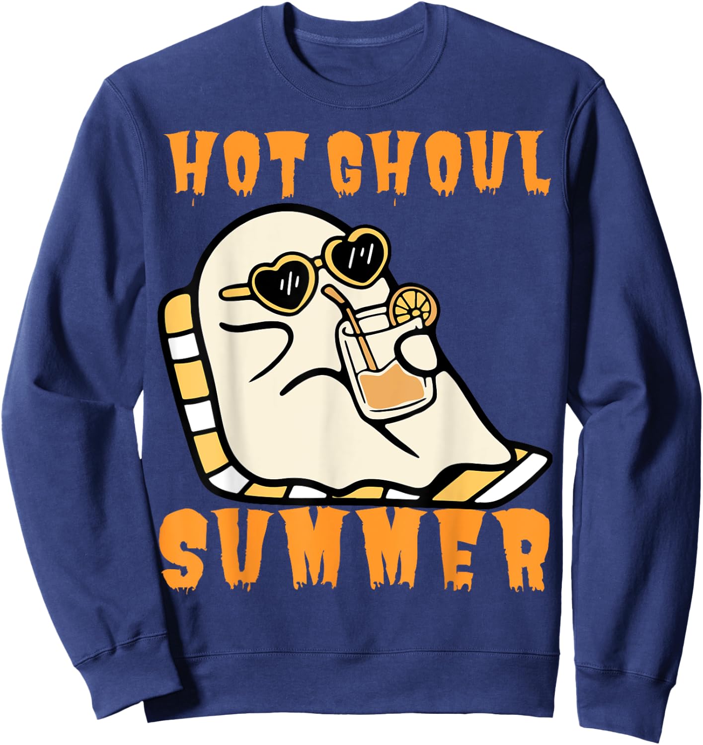 Funny Hot Ghoul Summer Ghost Spooky Beach Halloween Men Women Sweatshirt - Sweatshirt | Navy