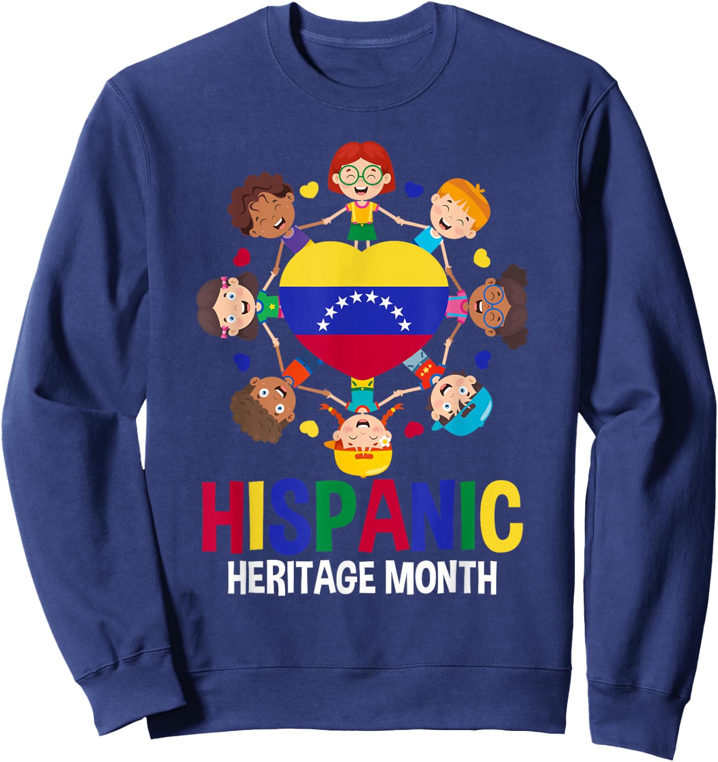 Hispanic Heritage Month Venezuela Flag Girl Boy Kids Sweatshirt - Sweatshirt | Navy