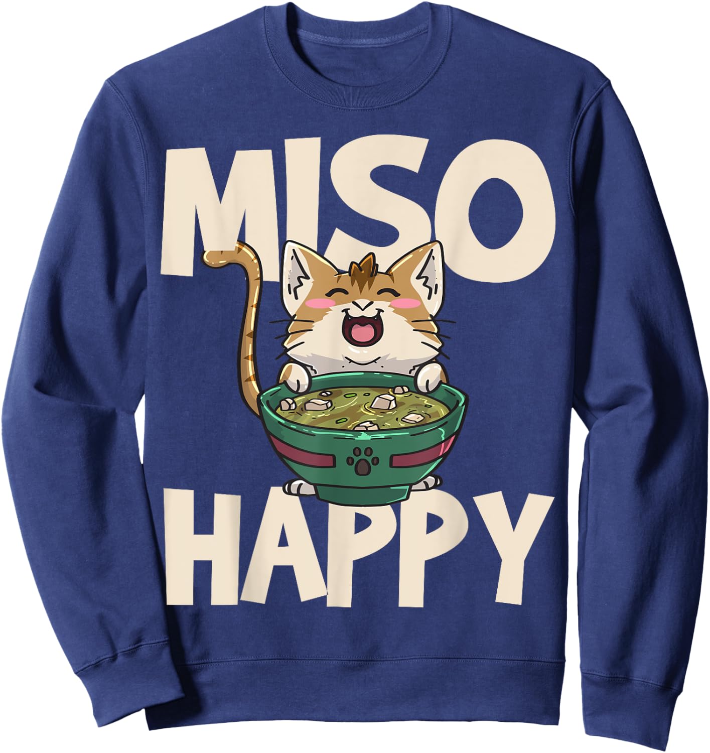 Anime Cat Ramen Kawaii Neko Sweatshirt - Sweatshirt | Navy