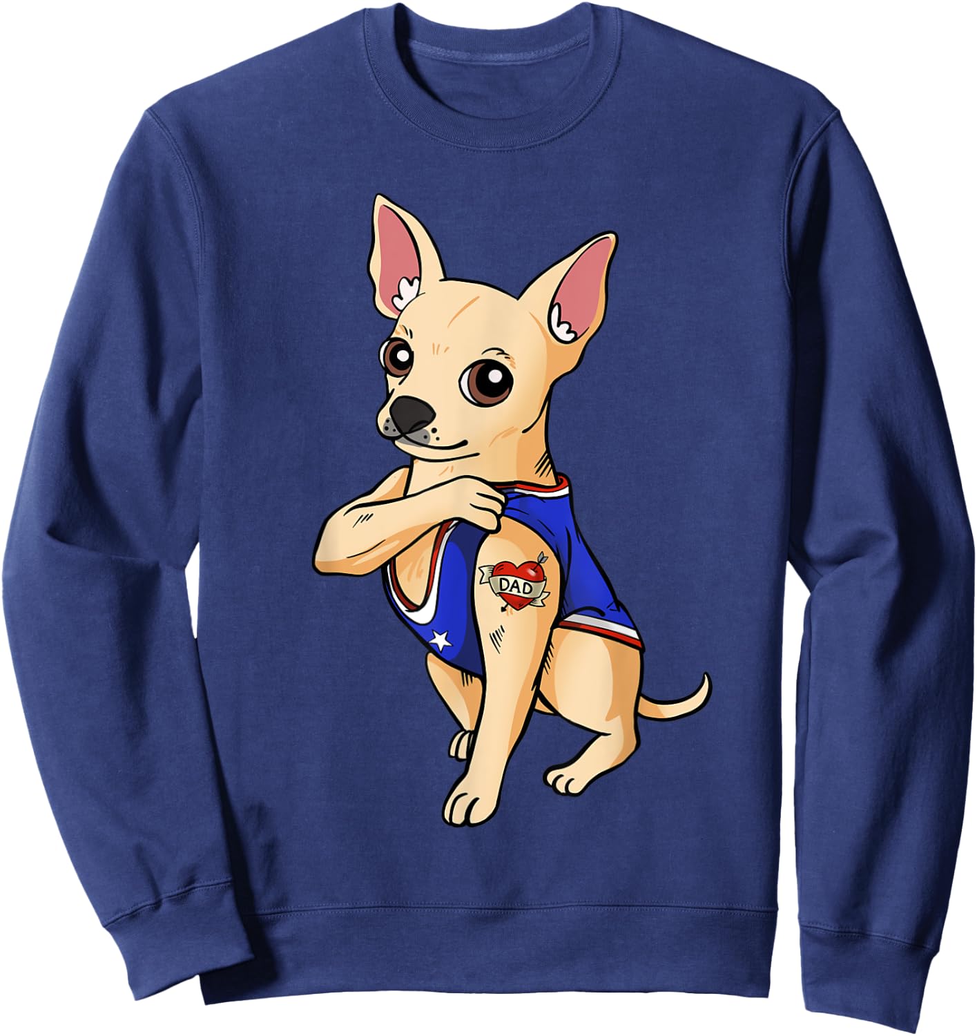 Chihuahua Dog Love Dad Puppy Owner Chi-chi Men Women Kids Sweatshirt - Sweatshirt | Navy