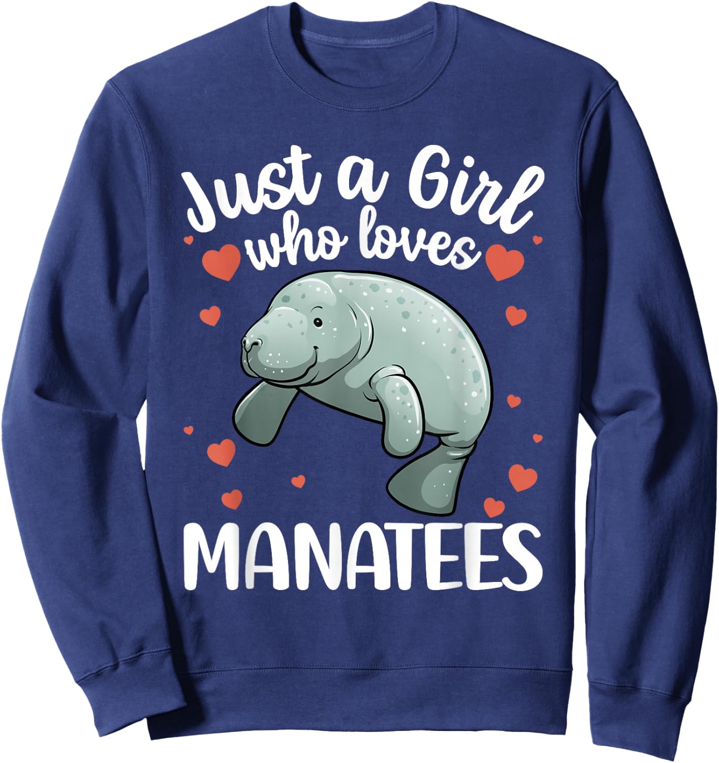 Cool Manatee Art Girls Kids Ocean Dugong Manatee Sweatshirt - Sweatshirt | Navy