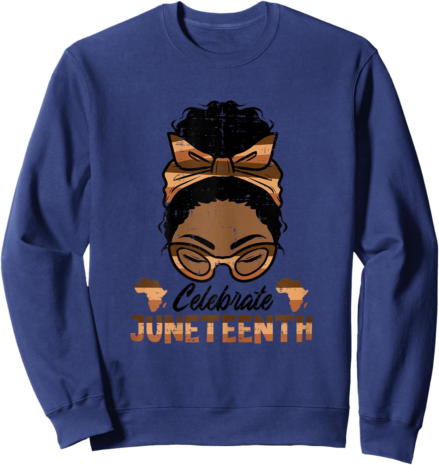 Celebrate Juneteenth Black Woman Freedom Day Women Girls Kid Sweatshirt - Sweatshirt | Navy