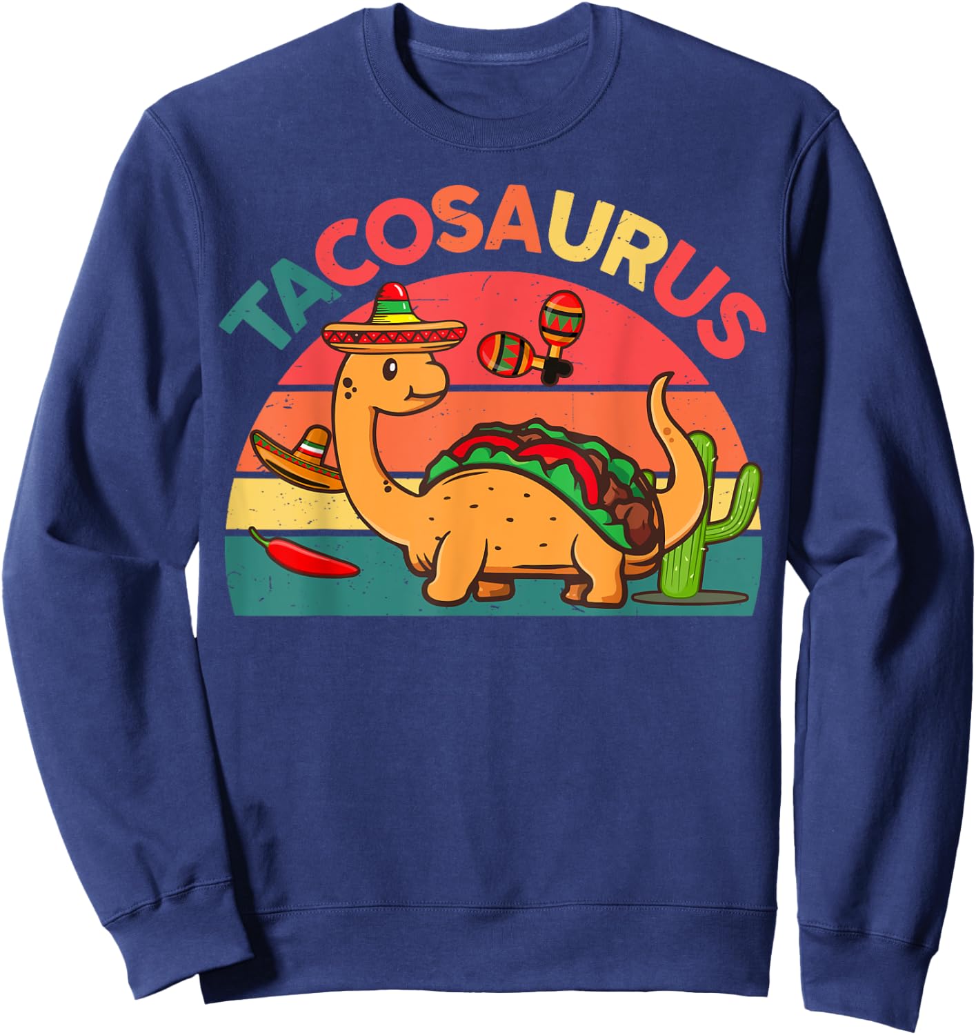 Cute Taco Shirt Kids Toddler Tacosaurus Dinosaur T-rex Taco Sweatshirt - Sweatshirt | Navy
