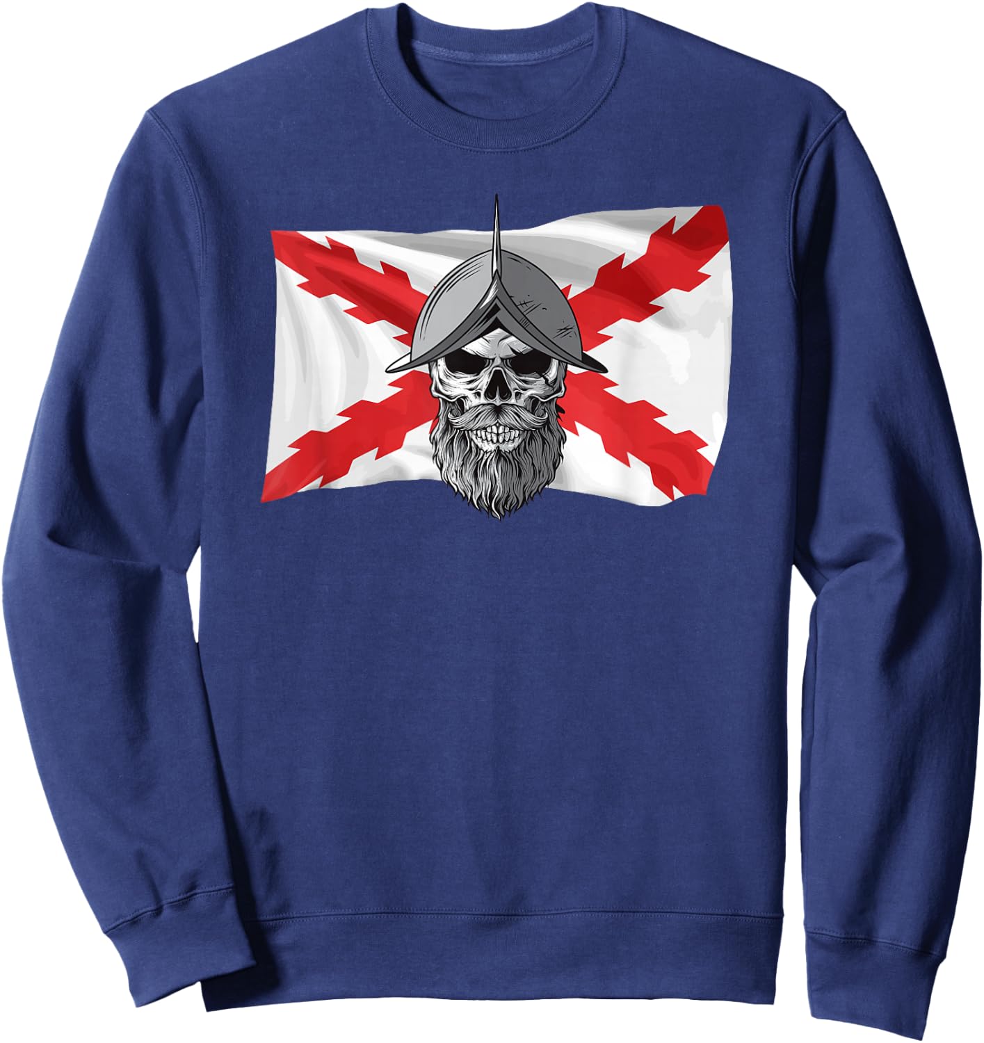 Burgundy Cross. Skull Soldier. Military Sweatshirt - Sweatshirt | Navy