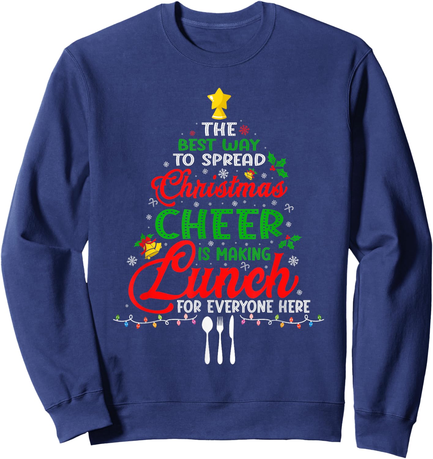 Lunch Lady Christmas XMas School Cafeteria Lunch Lady Tree Sweatshirt - Sweatshirt | Navy