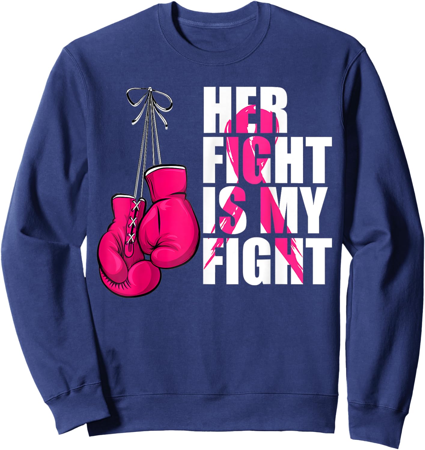 Breast Cancer Awareness Husband Support Squad Sweatshirt - Sweatshirt | Navy