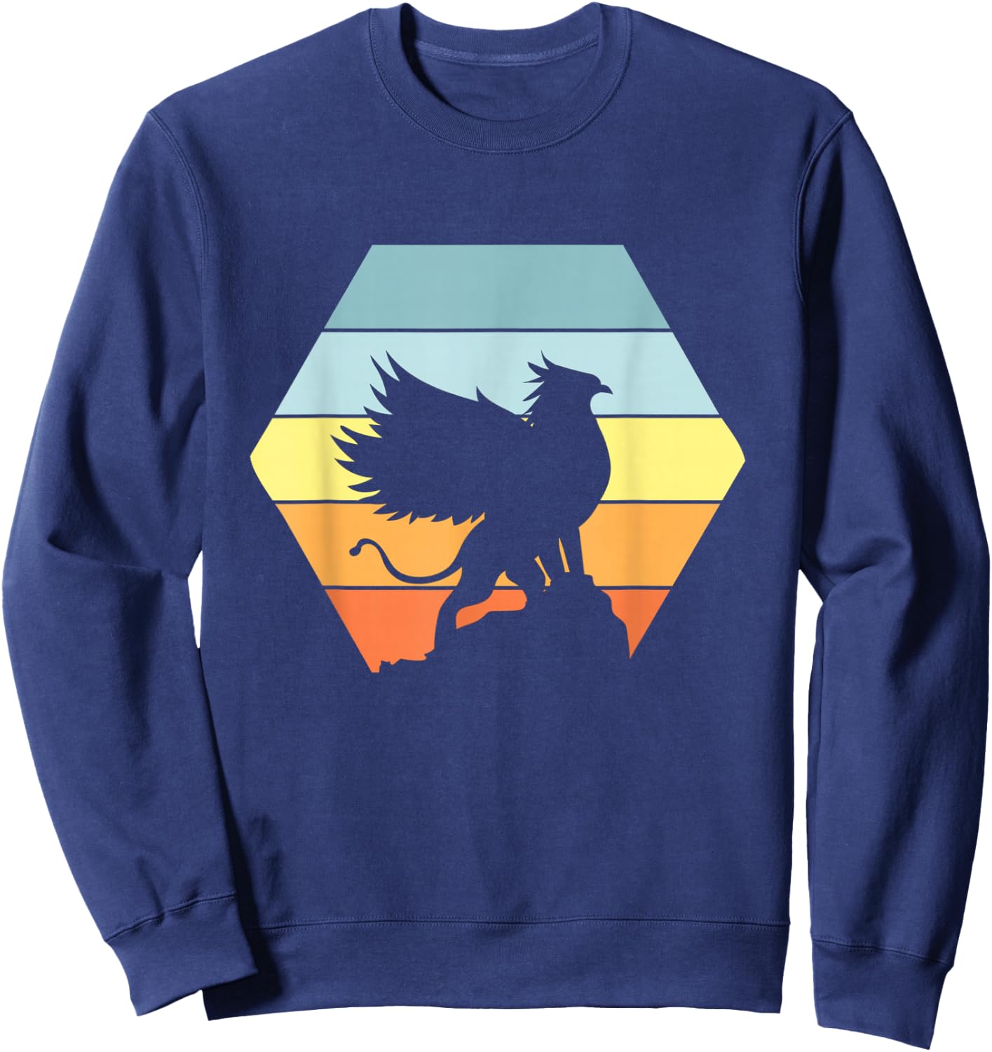 Griffin Retro Vintage Sunset Lion Eagle Mythical Creature Sweatshirt - Sweatshirt | Navy