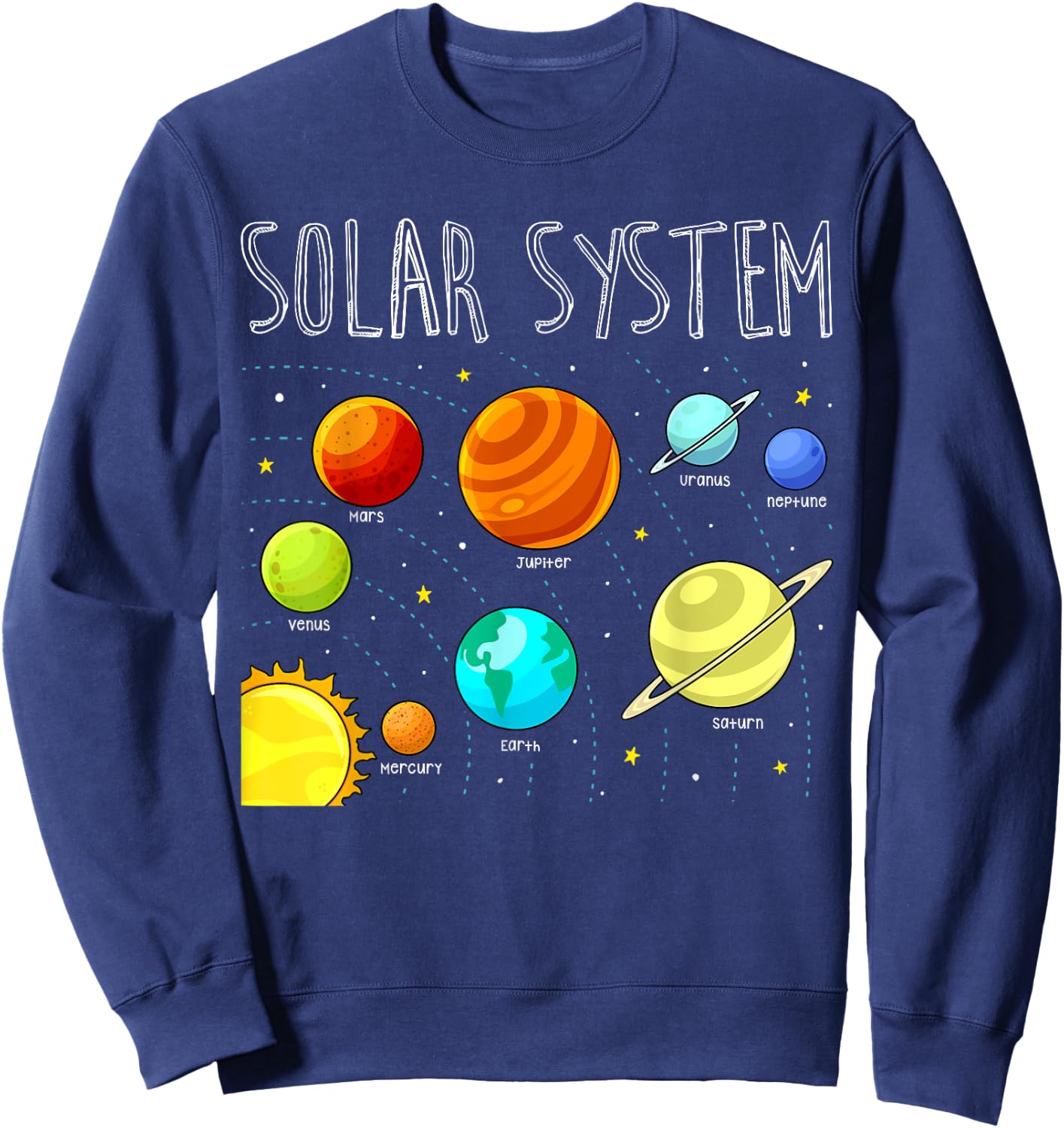 Kids Solar Systems Cute Planets Space Science Teacher School Sweatshirt - Sweatshirt | Navy