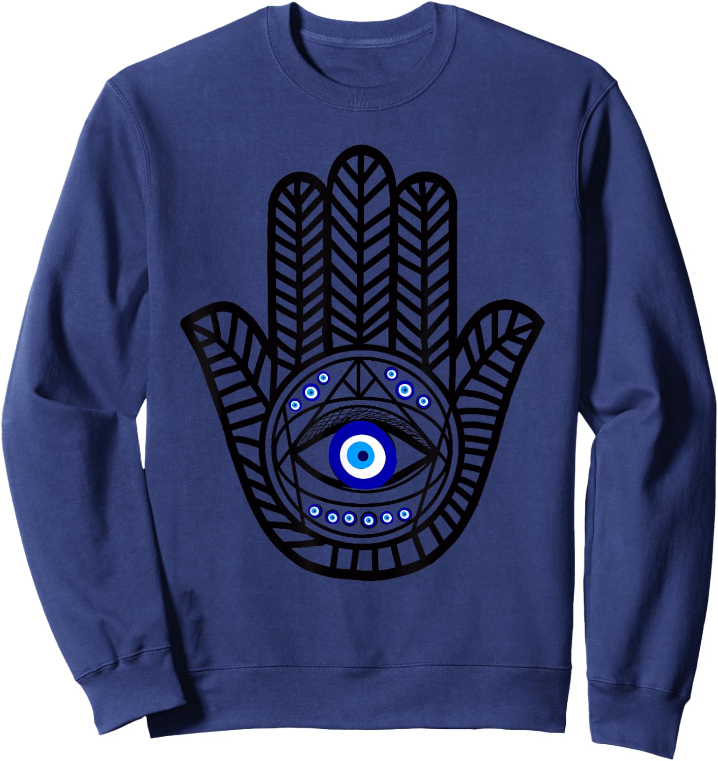 Nazar turkish eye evil eye protection hand of hamsa Sweatshirt - Sweatshirt | Navy